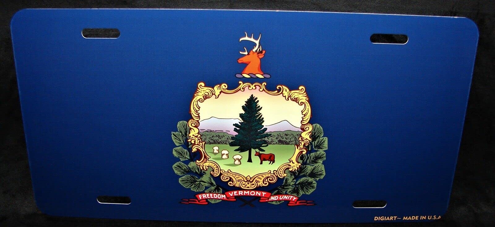 Vermont State Flag Metal Car License Plate - Auto Tag for Vehicles, Man Cave, Room, Garage & Workshop Decor - Perfect for Patriotic Display & Gifts