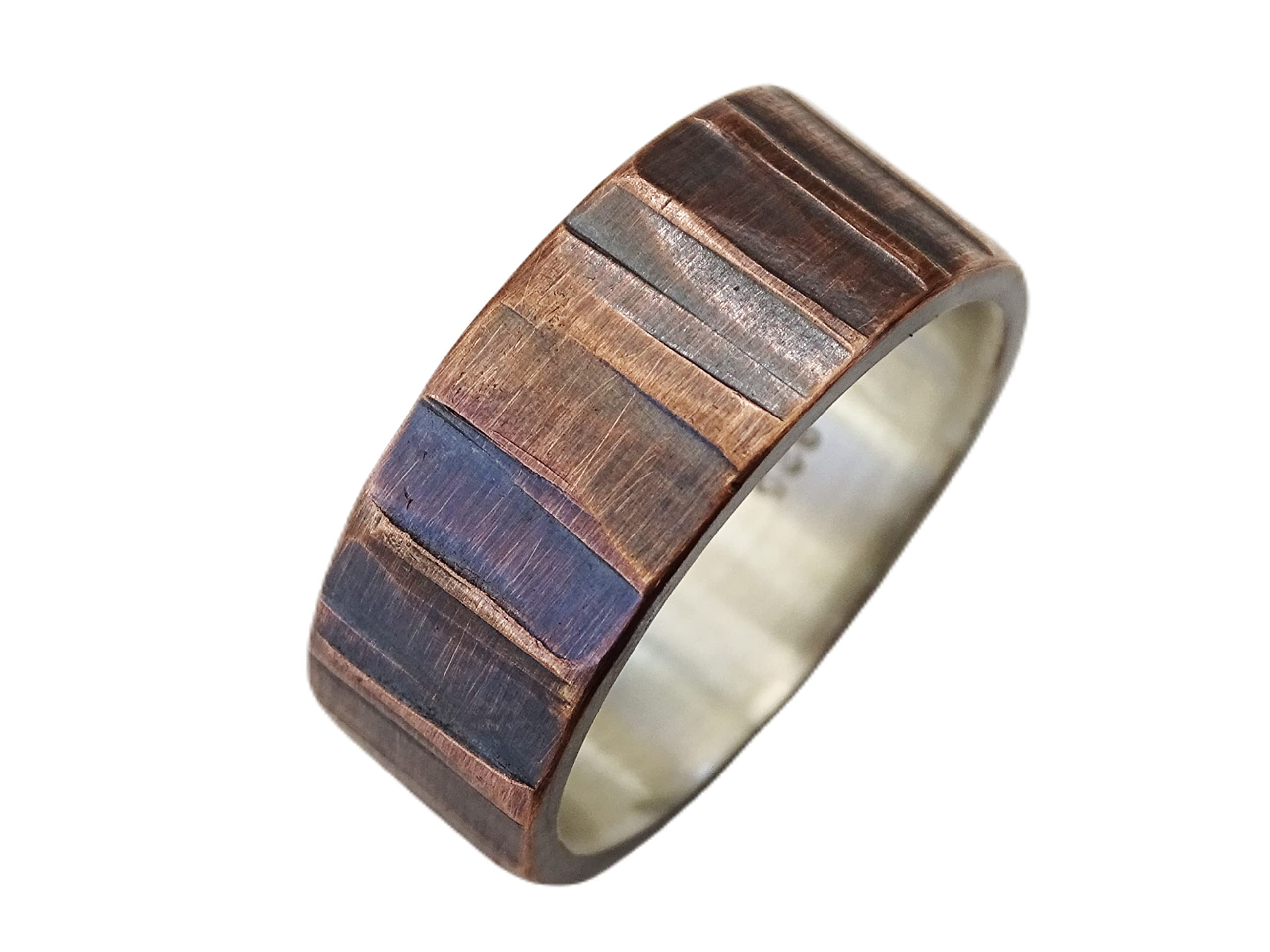 Men's Copper Wedding Ring - Rustic Mixed Metal Viking Band, Celtic Design Unique Anniversary Gift for Him - Perfect for Weddings, Engagements & Special Occasions