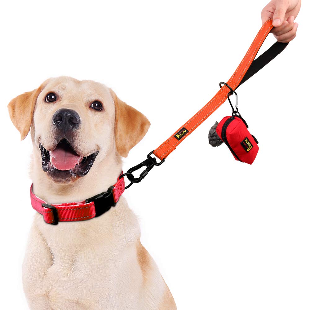 PLUTUS PET 18-Inch Heavy Duty Dog Leash for Medium & Large Dogs - Padded Handle, Strong Traffic Leash with Carabiner Clip - Ideal for Training, Walking, Climbing & Guide Dogs (Orange)