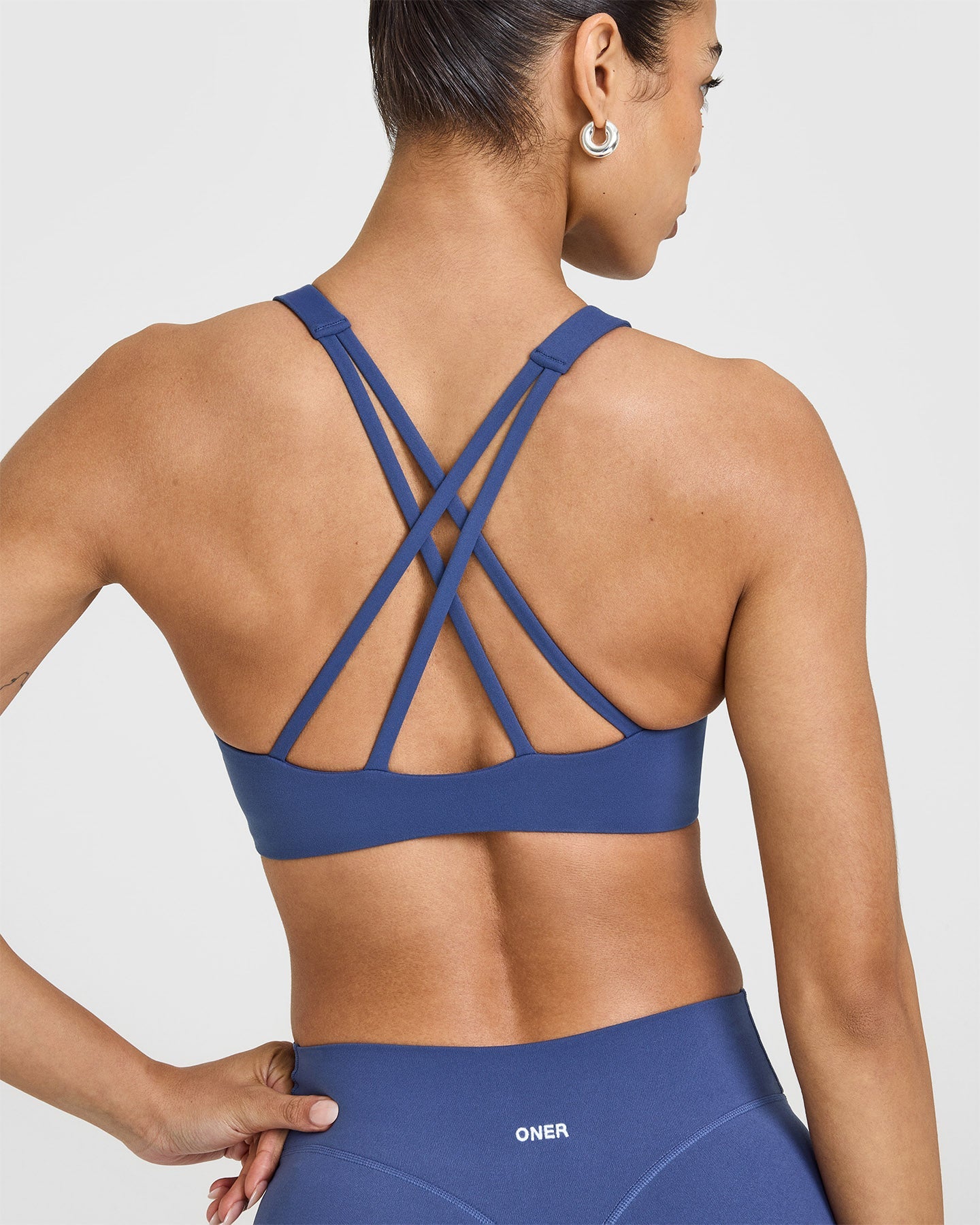 EasyLift™ High Neck Sports Bra for Women - Breathable Supportive Workout Top in Shadow Blue | Yoga, Running & Gym Fitness Apparel