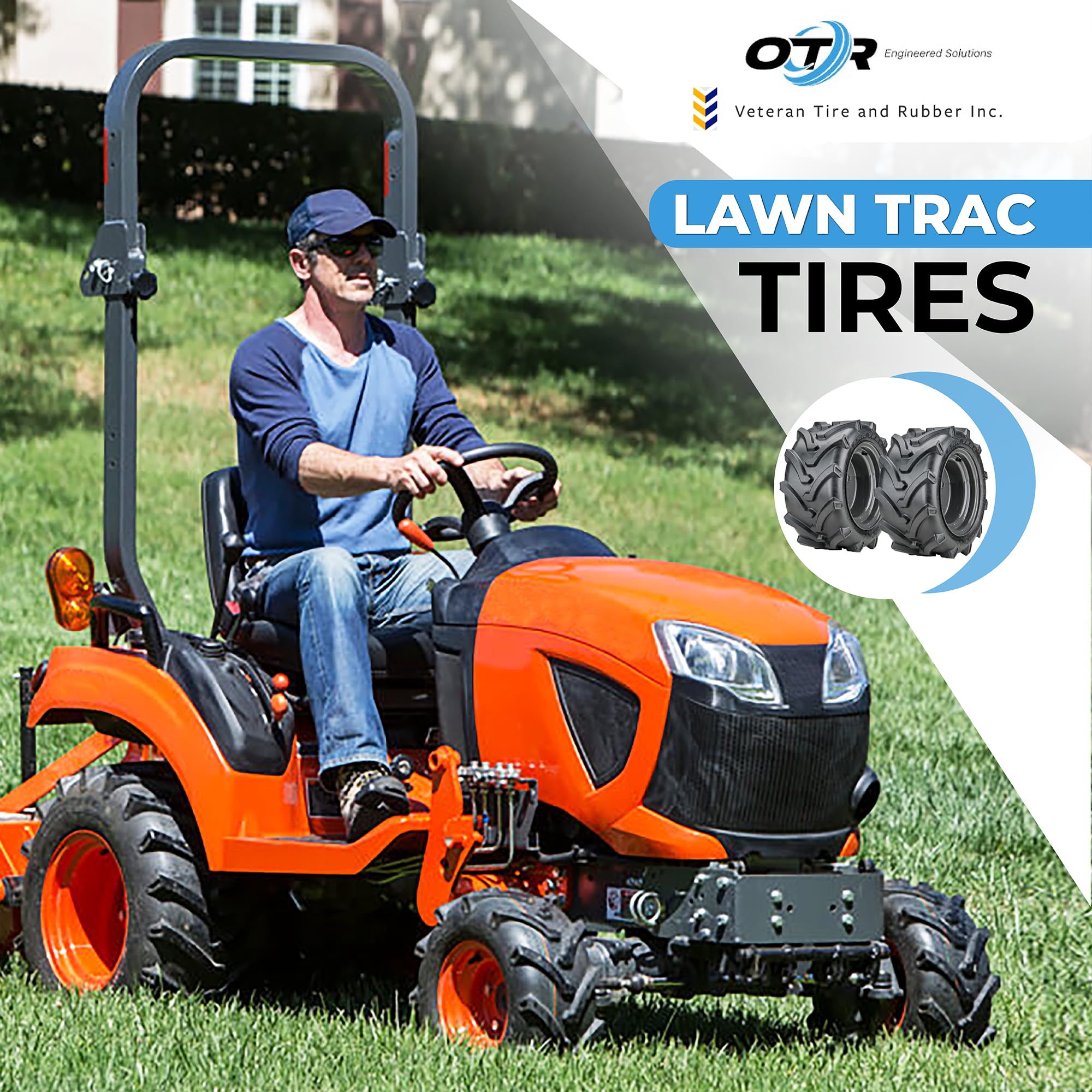 Heavy Duty Lawn Tractor Tires 16x7.50-8 - Pair of Veteran Bar Lug Tires for Tractors, Mowers & Outdoor Equipment - Durable Rubber Tires for All-Terrain Performance