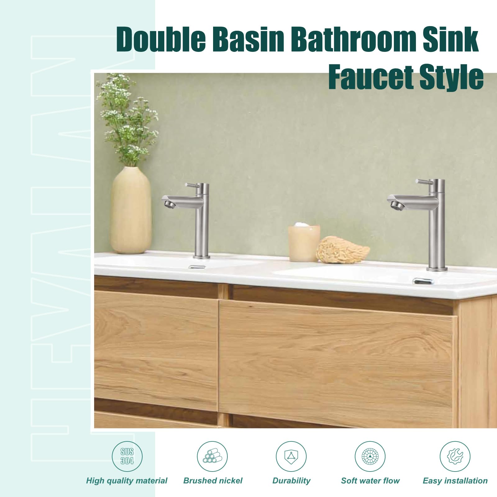 Stainless Steel SUS304 Single Handle Bathroom Sink Faucet for Cold Water - Perfect for Small Spaces & Powder Rooms