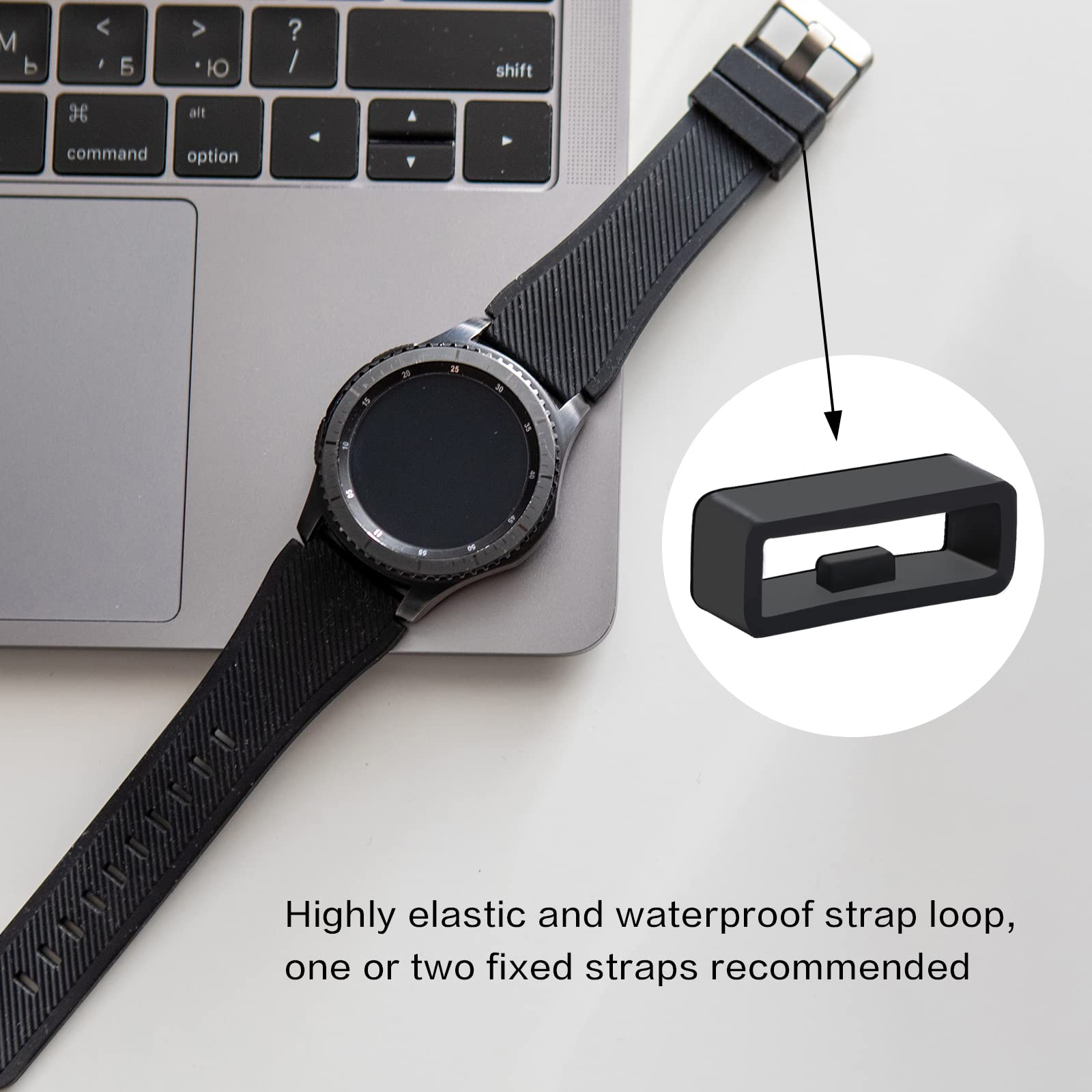 6 Pcs Silicone Watch Band Loops - Sport Watch Strap Holder for Smartwatches - Secure & Durable for Running & Workouts