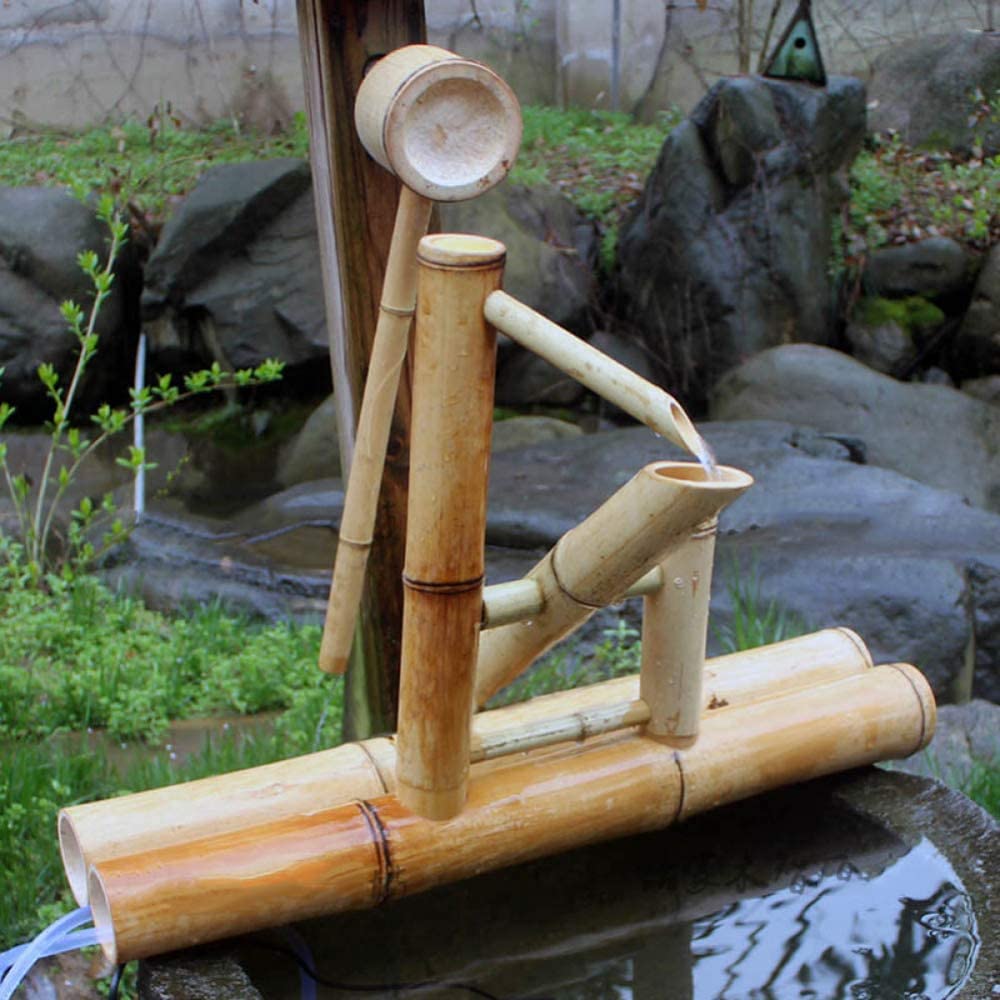 JYCCH Zen Garden Water Fountain - Bamboo Rocking Pump Water Feature for Japanese Garden Decor, Outdoor Landscape Fountain with Waterfall - Perfect for Meditation, Yoga, and Relaxing Backyard Ambiance