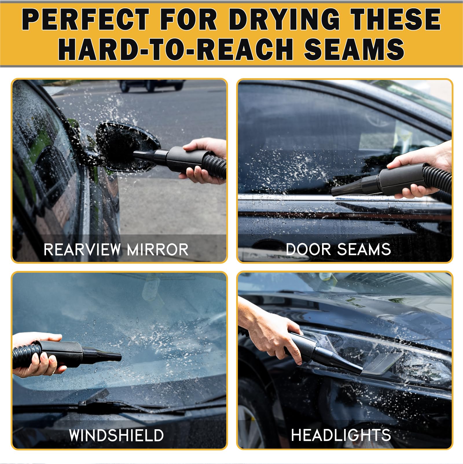 Car Dryer Air Blower - 2-Speed Adjustable Motorcycle & Pet Dryer with 16ft Hose & 140°F High Heat | Perfect for Vehicle Detailing, Motorcycle Cleaning & Pet Grooming at Home