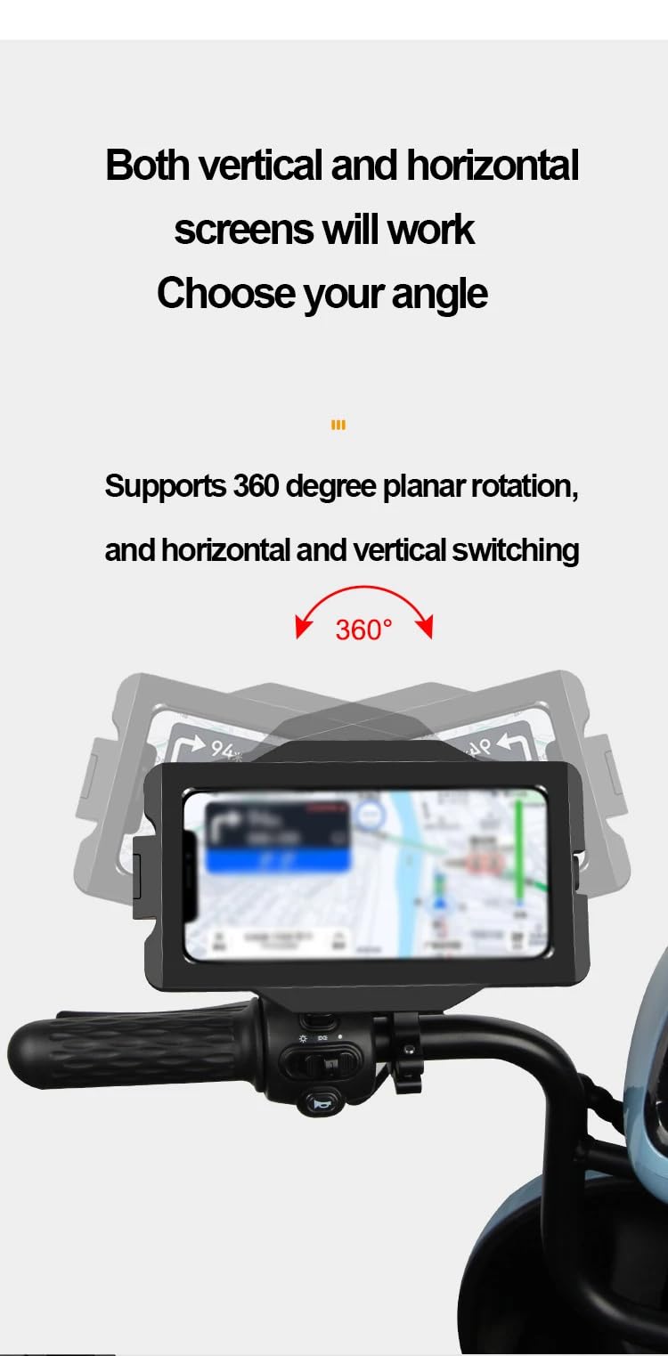 GUB Plus 16 Waterproof Bike Phone Mount - Full Sealed Touchscreen Phone Case Holder for Cycling, Motorcycle, GPS Navigation - Black (Ideal for Outdoor Sports, Commuting & Adventure Rides)