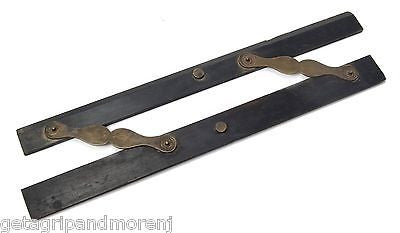 Vintage 1800s Ebony and Brass 12-Inch Parallel Rule - Antique Drafting Tool for Architecture, Engineering & Collectors