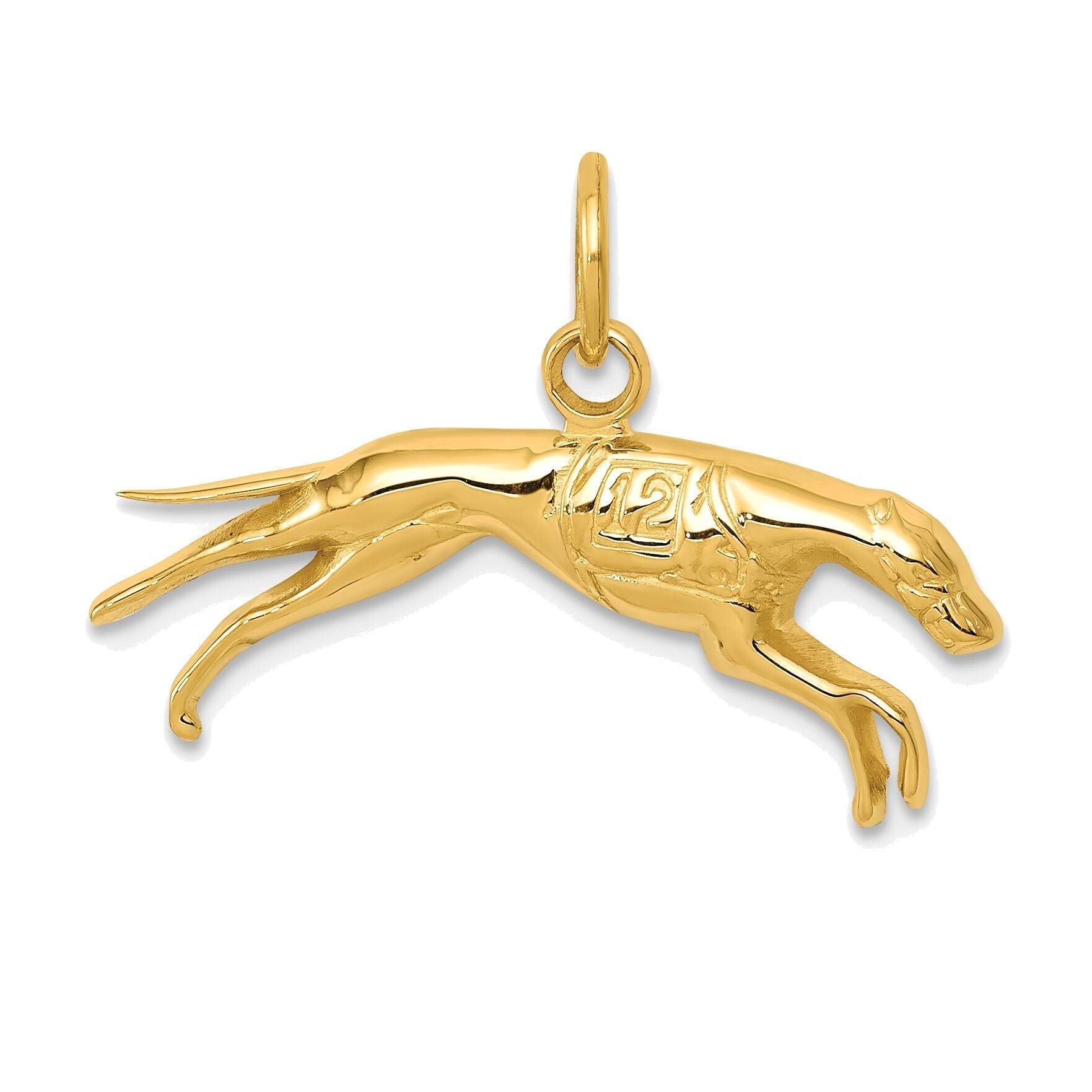 14K Yellow Gold Greyhound Charm Jewelry for Dog Lovers