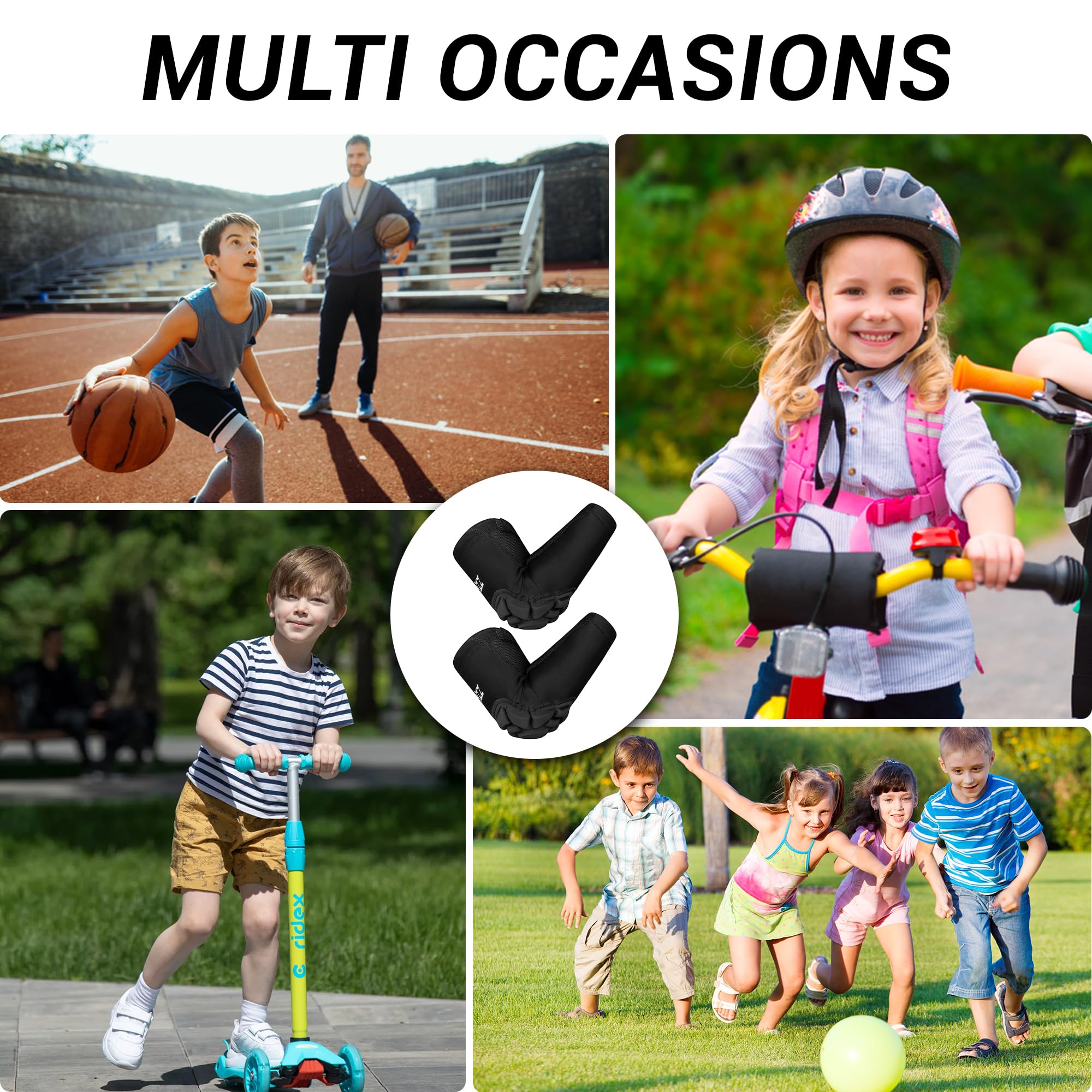 **Kids & Youth Knee & Elbow Pads Set - Thickened Compression Support Sleeves for Basketball, Football, Volleyball, Wrestling & Snowboarding - Protective Gear for Sports & Outdoor Activities**    *(Use for: Basketball practice, football training, volleyball games, wrestling matches, snowboarding adventures, and other high-impact sports to prevent injuries and provide joint support.)*