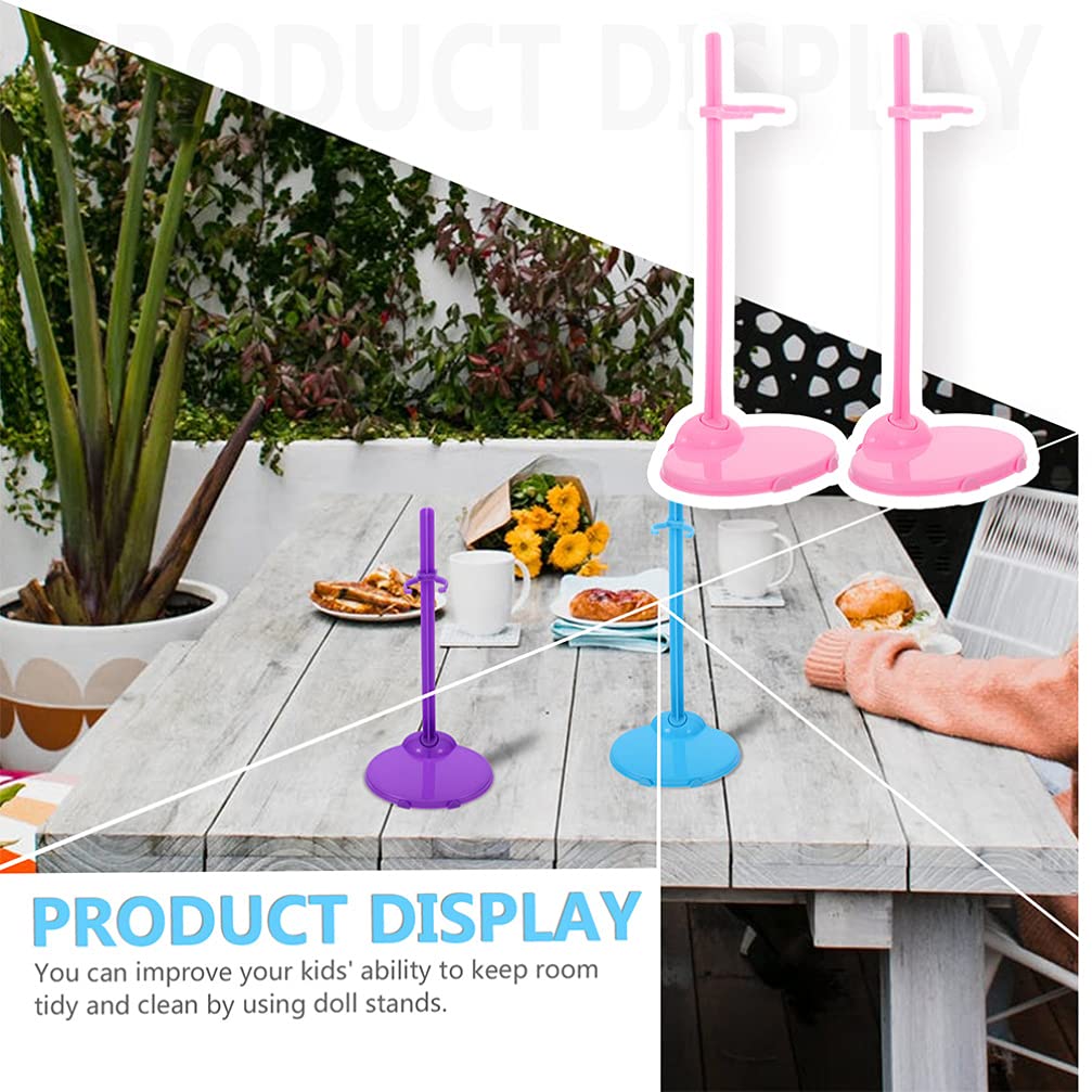 HEALLILY 30pcs Clear Plastic Doll Stands - Action Figure Display Holder for Dolls, Toys & Collectibles (Pink & Blue) - Perfect for Doll Photography, Toy Collections & DIY Displays