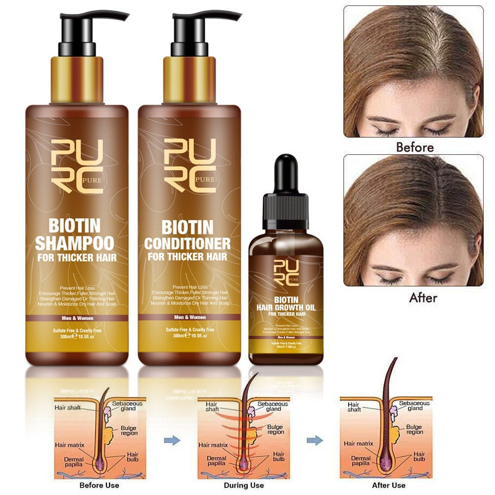 PURC Ginger Biotin Shampoo & Conditioner Set for Dry Frizzy Hair Repair with Essential Oils - Hair Care Kit for Damaged Hair Treatment at Home