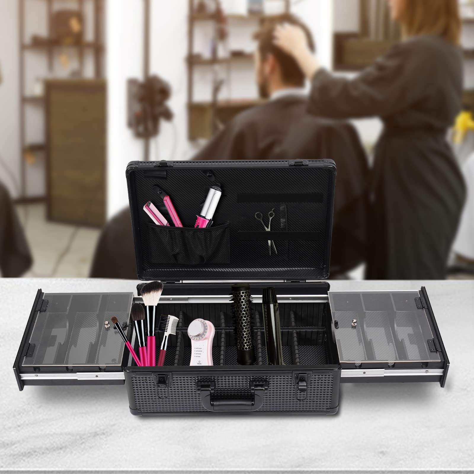 Professional Barber Case - Detachable Hairdressing Tool Organizer for Salon & Home Use | Versatile Styling Kit for Hair Stylists, Pet Groomers & Travel | Perfect for Clippers, Scissors & Styling Tools Storage