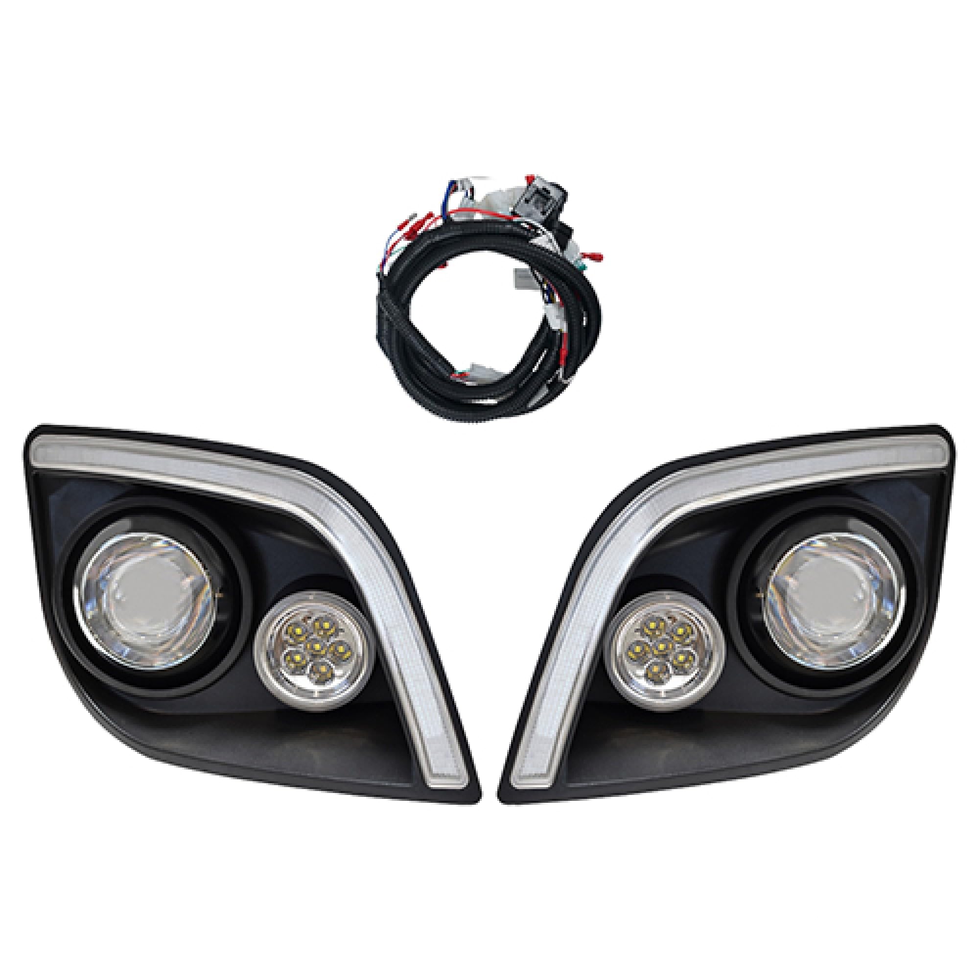 Red Hawk LGT-412L RGBW LED Headlights for E-Z-Go Express Golf Carts - 7 Color Options with OEM Retrofit Kit | Upgrade Lighting for Night Golfing & Off-Road Adventures