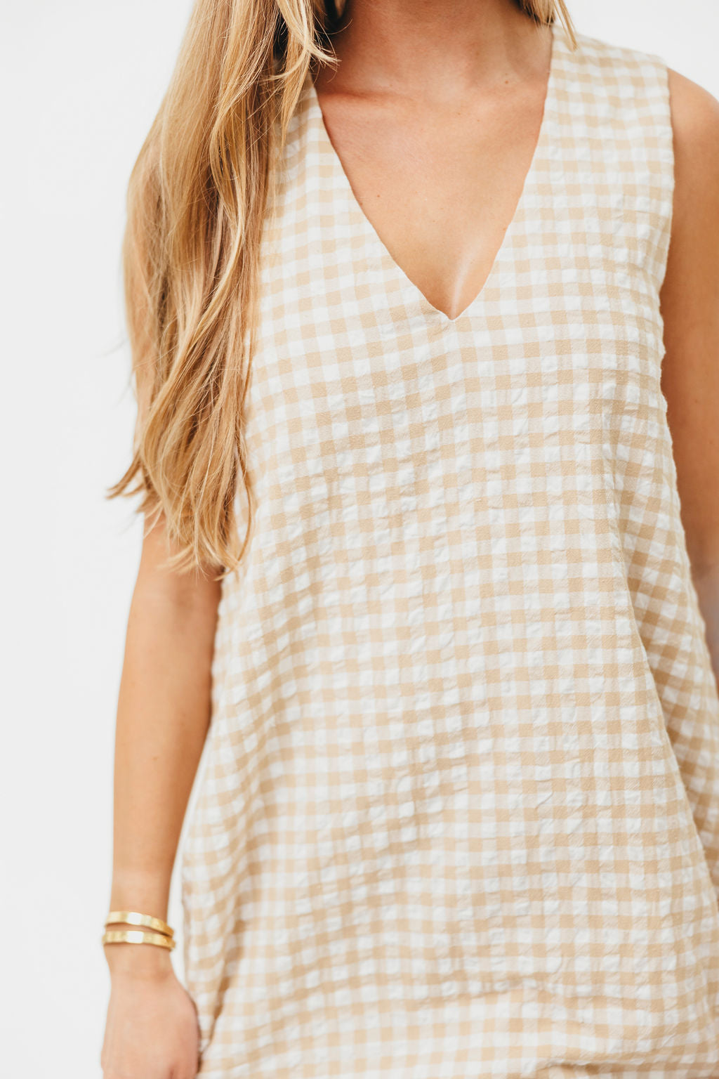 Ruthie Gingham Maxi Dress in Honey - Flowy Summer Dress for Women, Boho Chic Long Dress with Pockets, Perfect for Beach, Vacation & Outdoor Events