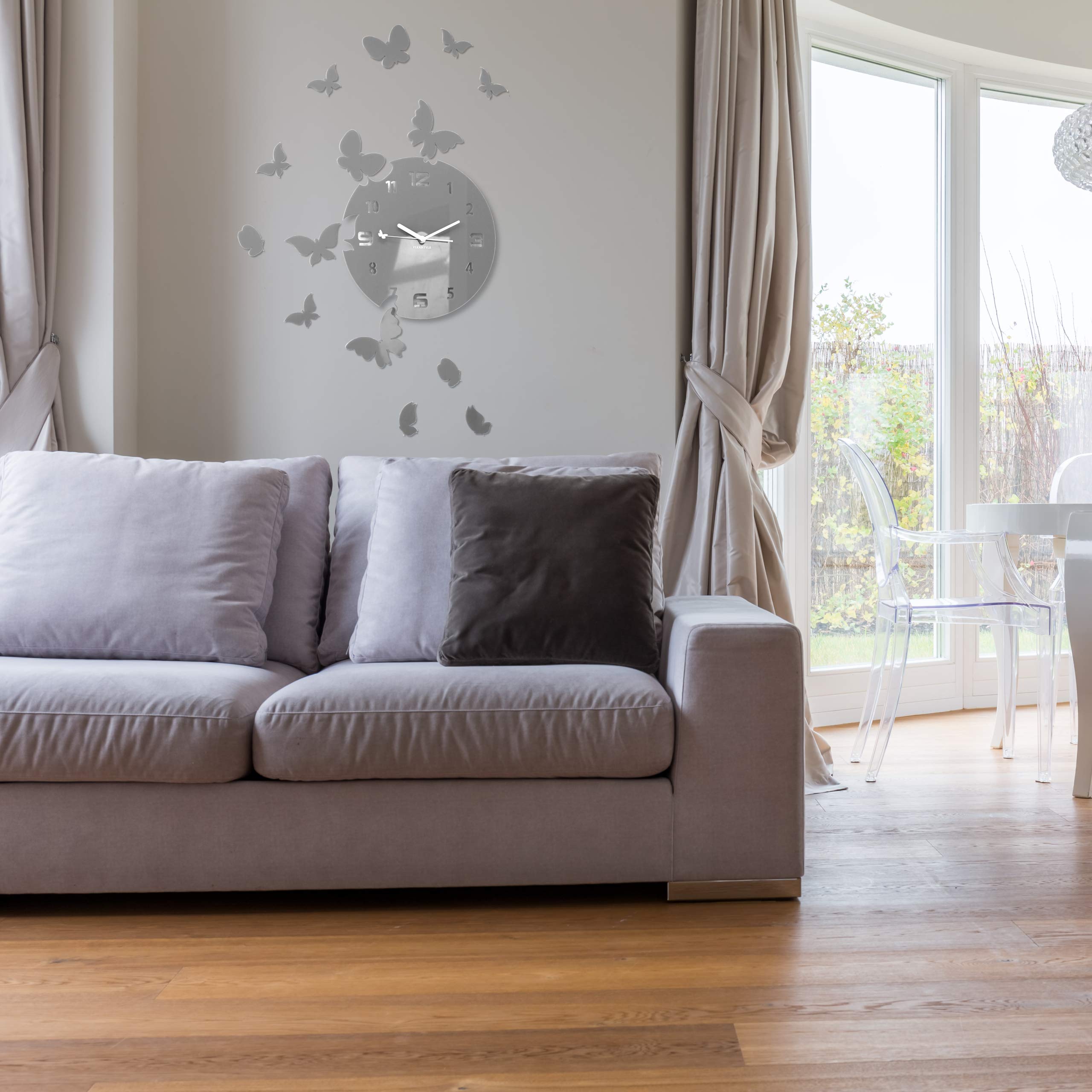 30cm Gray Acrylic Wall Clock - Modern Home & Office Decor for Living Room, Bedroom, Kitchen
