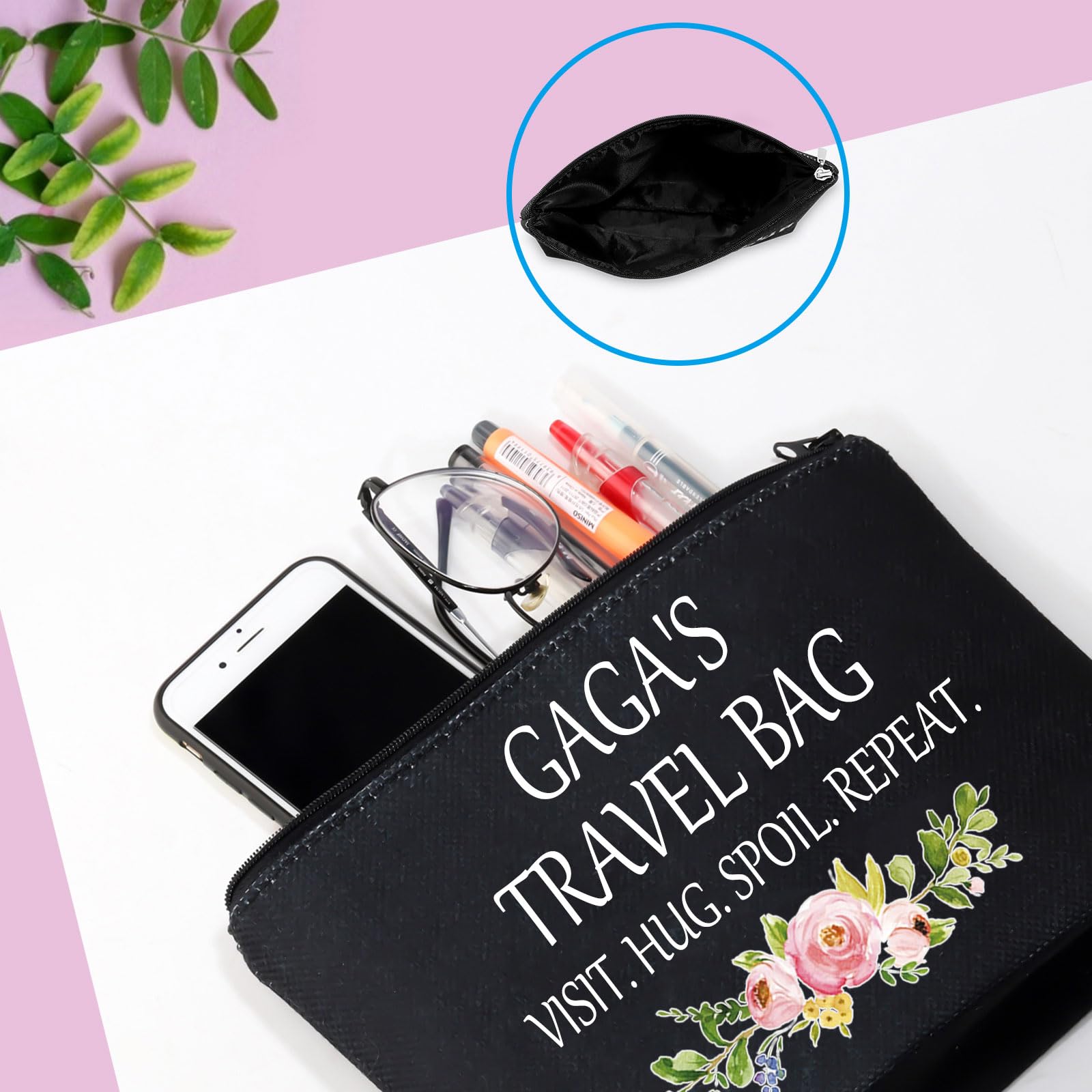 Gaga Makeup Bag - Premium Travel Toiletry Organizer for Women | Perfect Gift for Grandma, Mom & Gaga Fans | Waterproof Cosmetic Pouch for Vacation, Gym & Daily Use (Black)