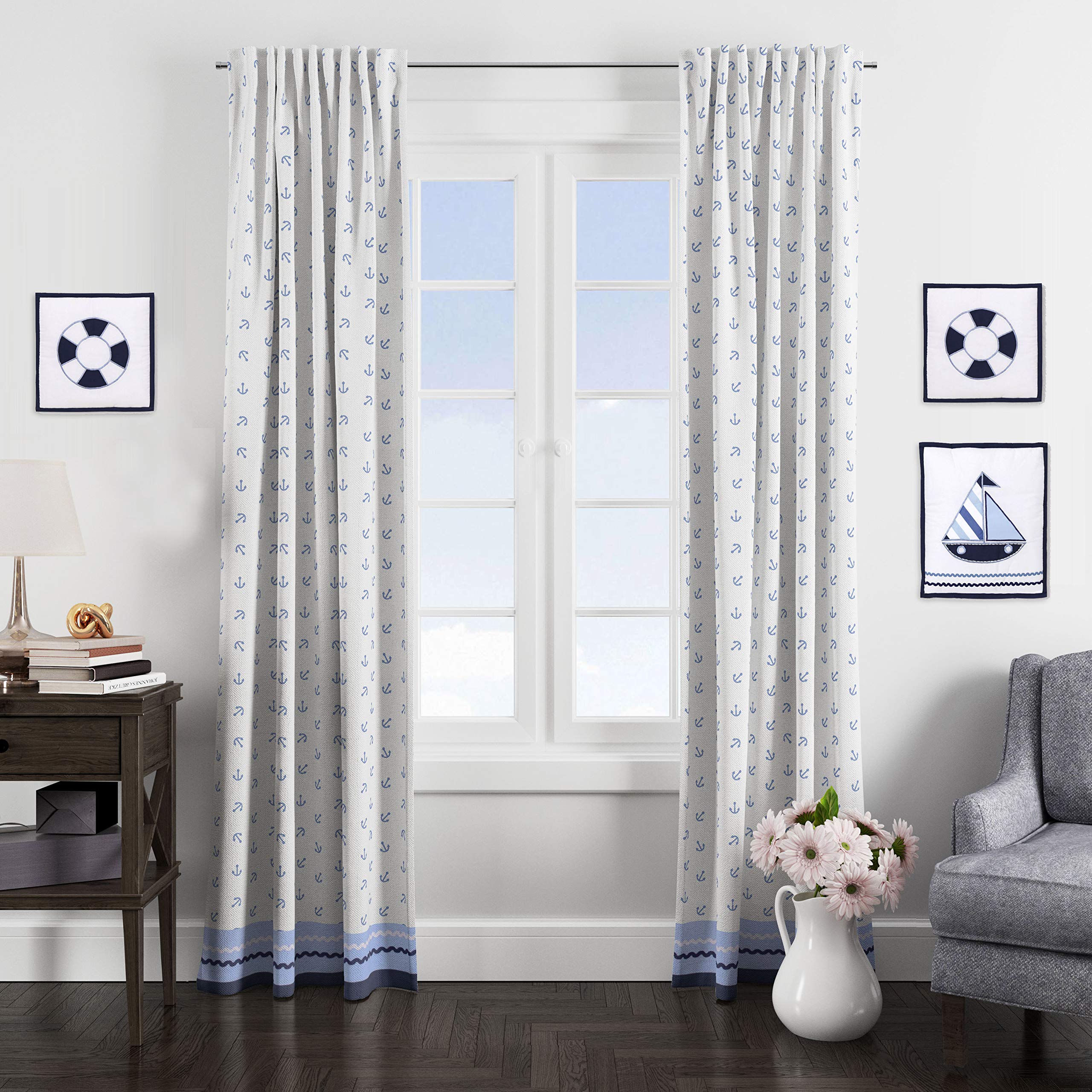 Little Sailor Single Curtain Panel - Nautical Themed Window Treatment for Kids Room, Nursery & Coastal Decor - Perfect for Bedroom, Living Room & Dorm Windows