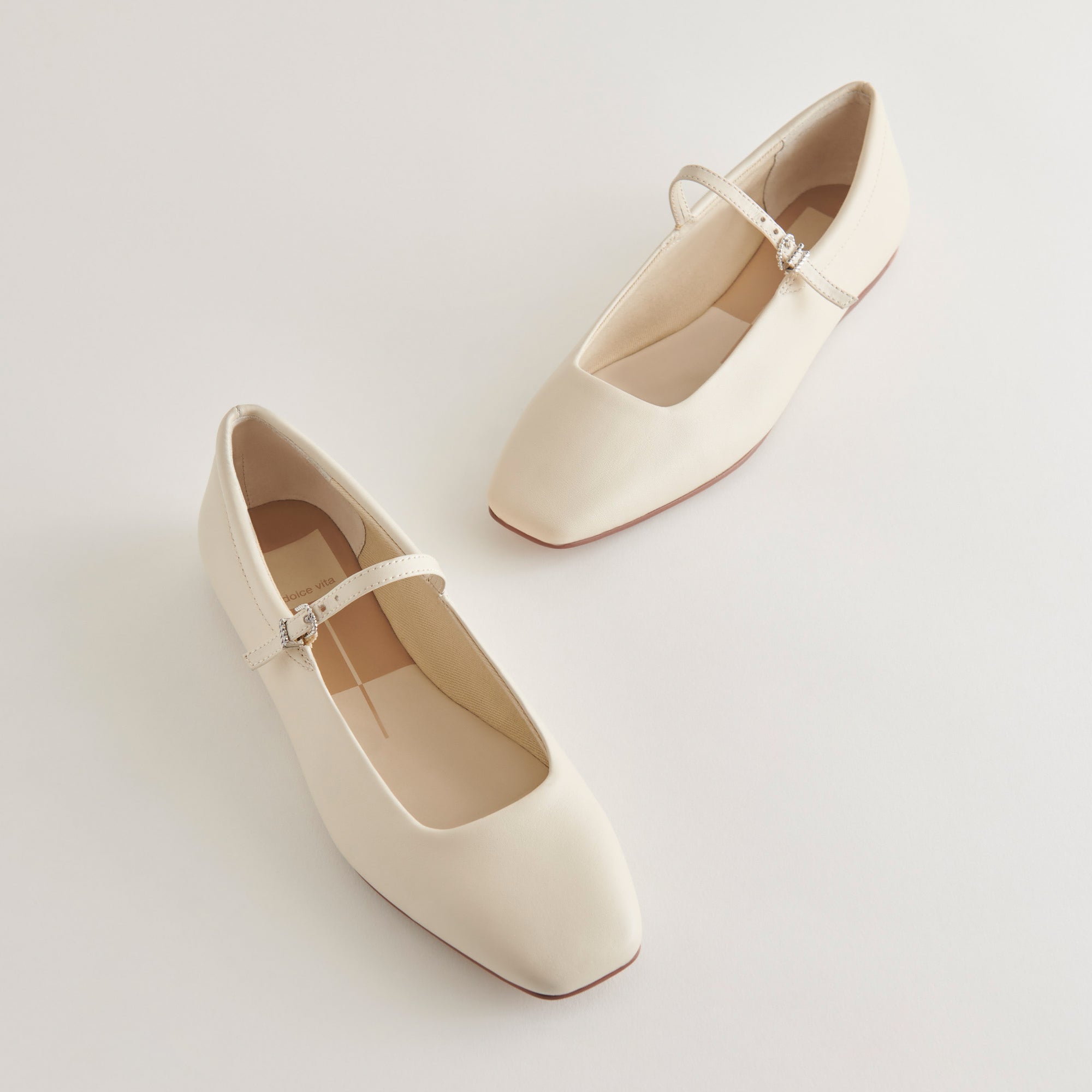 REYES Women's Ivory Leather Ballet Flats - Comfortable & Stylish Shoes for Work, Casual Wear & Dance