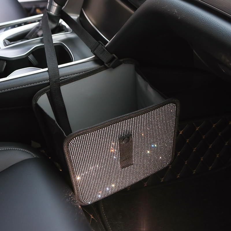 Foldable Hanging Car Trash Can - Waterproof Leakproof Storage Bag with Large Capacity (9.05x9.05 Inch) - Ideal for Road Trips, Commuting & Keeping Your Vehicle Clean - Car Interior Accessories Organizer - AB