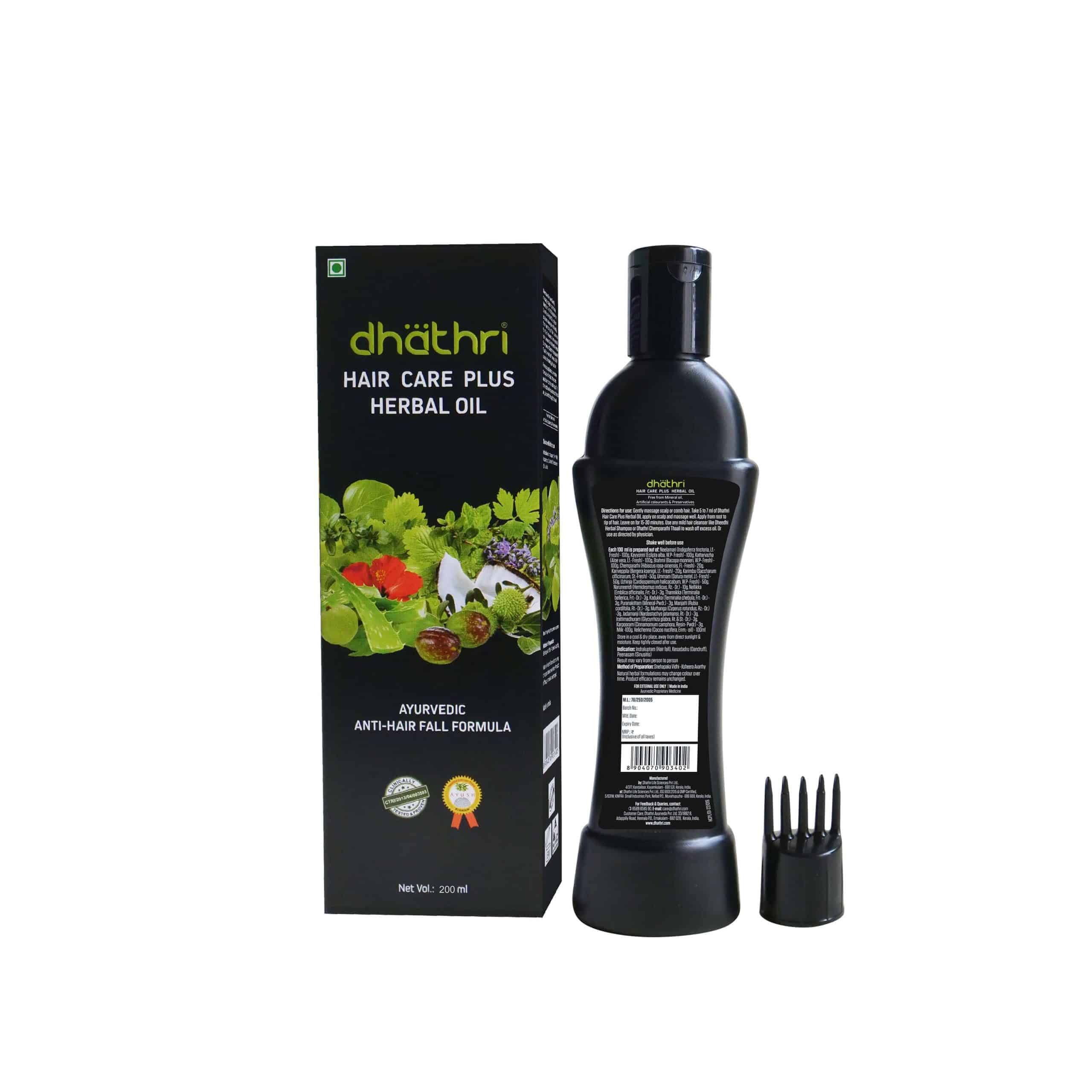 Dhathri Herbal Hair Growth Oil - 3-in-1 Ayurvedic Coconut Oil for Hair Fall Control, Dandruff Treatment & Regrowth - Natural Hair Care Solution for Men & Women (200ml) - Perfect for Daily Scalp Massage & Night Hair Treatment