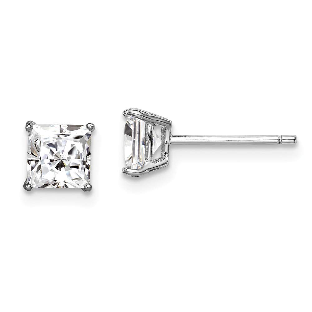 925 Sterling Silver Rhodium-Plated CZ 5mm Square Post Earrings for Women - Hypoallergenic Cubic Zirconia Stud Earrings - Perfect for Everyday Wear, Gift Giving & Special Occasions