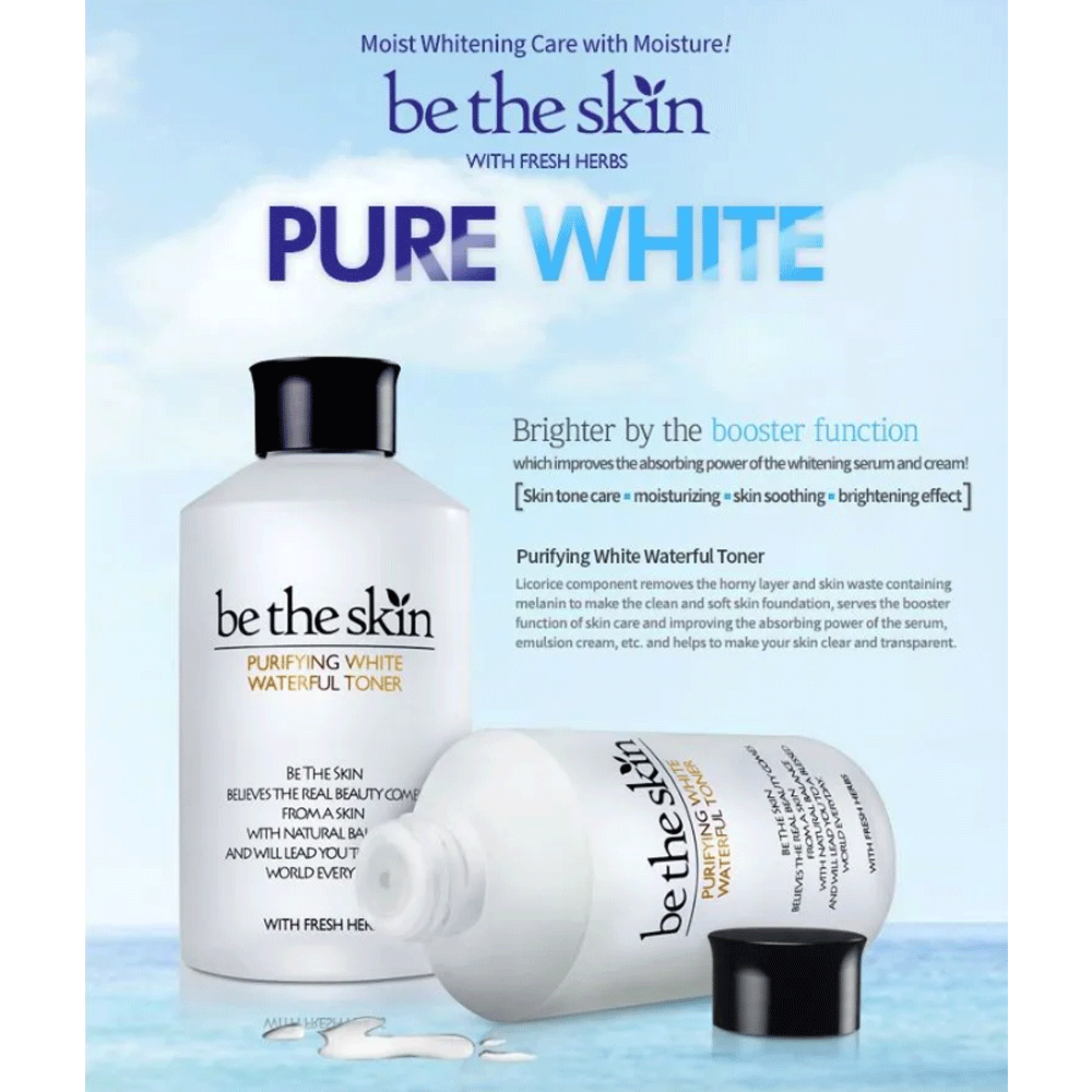 Be the Skin Purifying White Waterful Toner 150ml - Brightening Hydrating Facial Toner for Glowing Skin | Daily Skincare Routine, Morning & Night Use