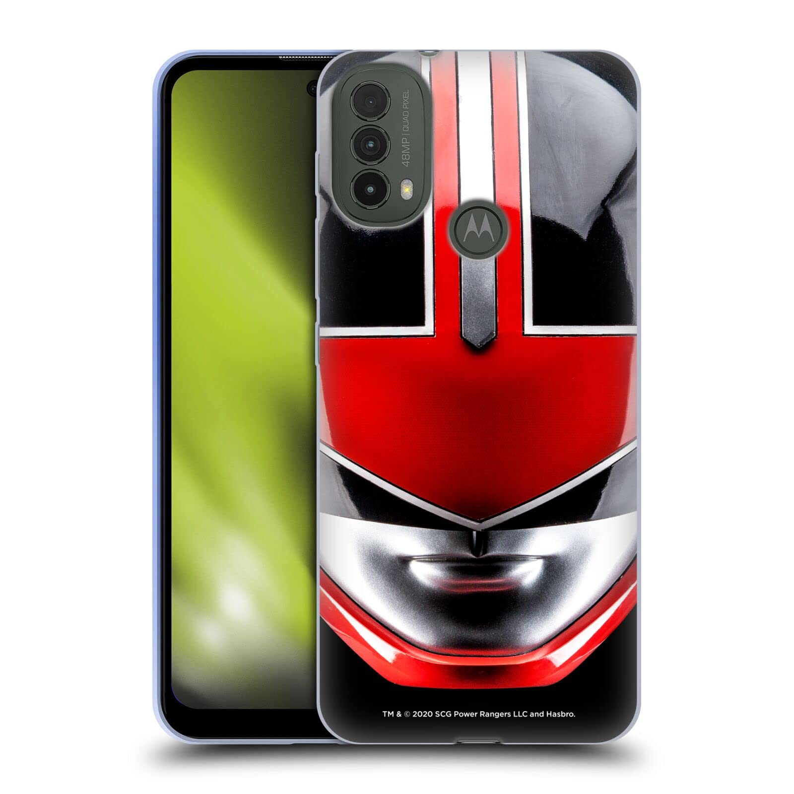 Officially Licensed Power Rangers Red Time Force Helmet Soft Gel Case for Motorola Moto E30 & E40 - Durable Phone Protection with Unique Design | Perfect for Fans, Cosplay & Everyday Use