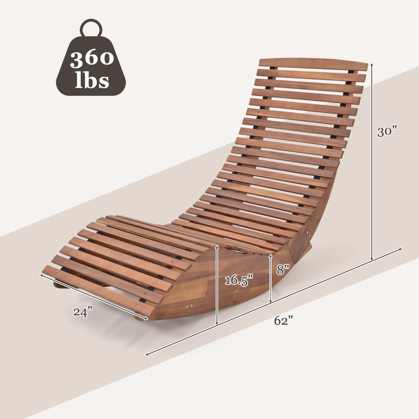 Tangkula Acacia Wood Rocking Chair - Wide Slatted Seat & High Back Porch Rocker - Durable Outdoor Patio Chair for Backyard, Garden, Deck & Sunroom Relaxation | Perfect for Reading, Lounging & Enjoying Nature