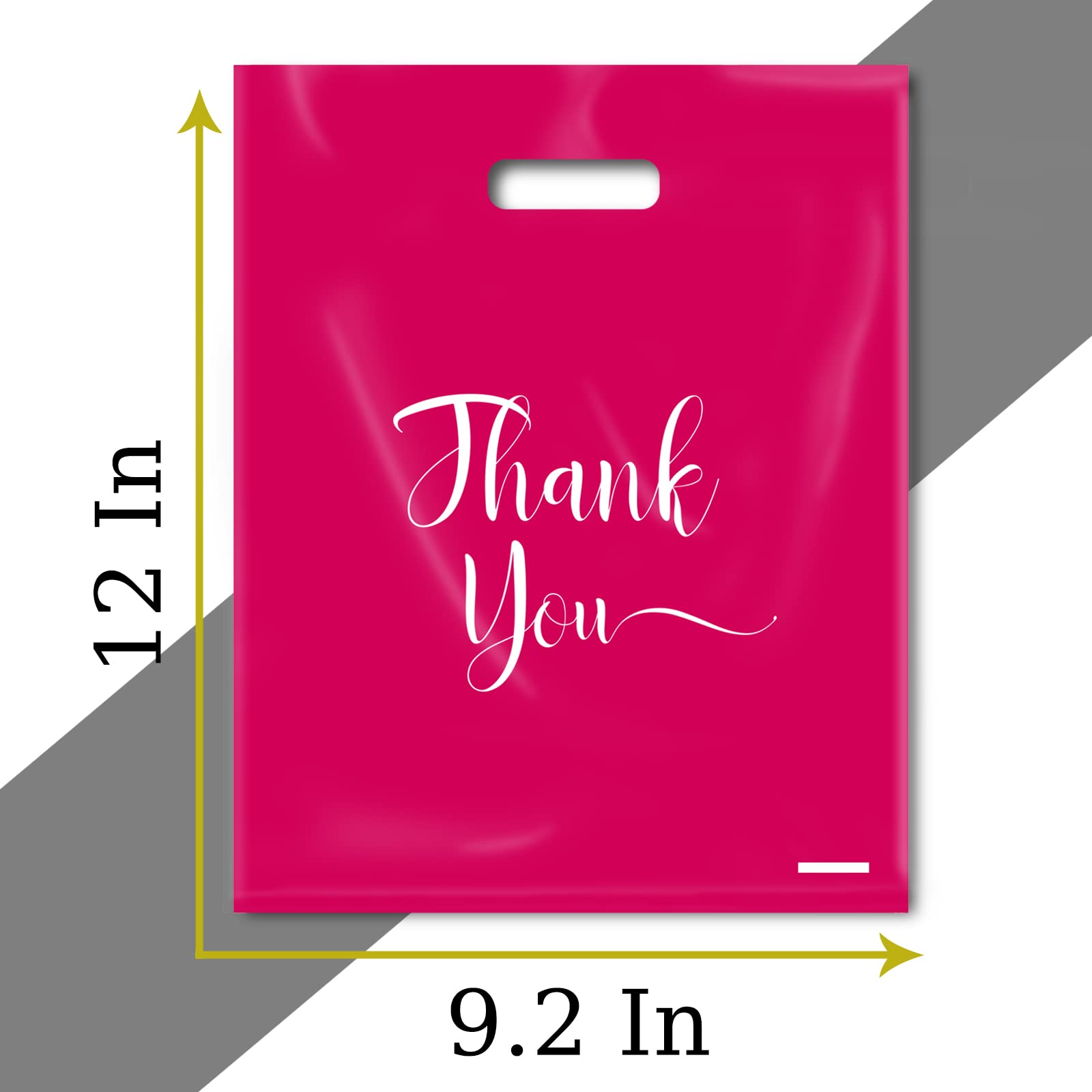 100 Pack Small Pink Thank You Bags for Business (9x12 Inch) - Plastic Shopping Bags for Retail Boutique, Merchandise Packaging & Wholesale | Perfect for Gifts, Small Business Packaging & Customer Appreciation