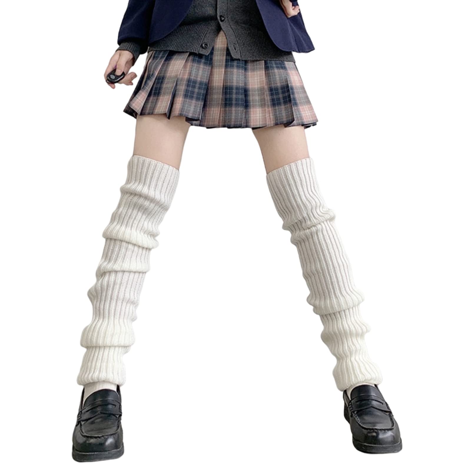 Lunoakvo Women's Japanese Kawaii Crochet Wool Leg Warmers - Knee High Knitted Boot Socks for Winter Fashion & Cosplay Outfits