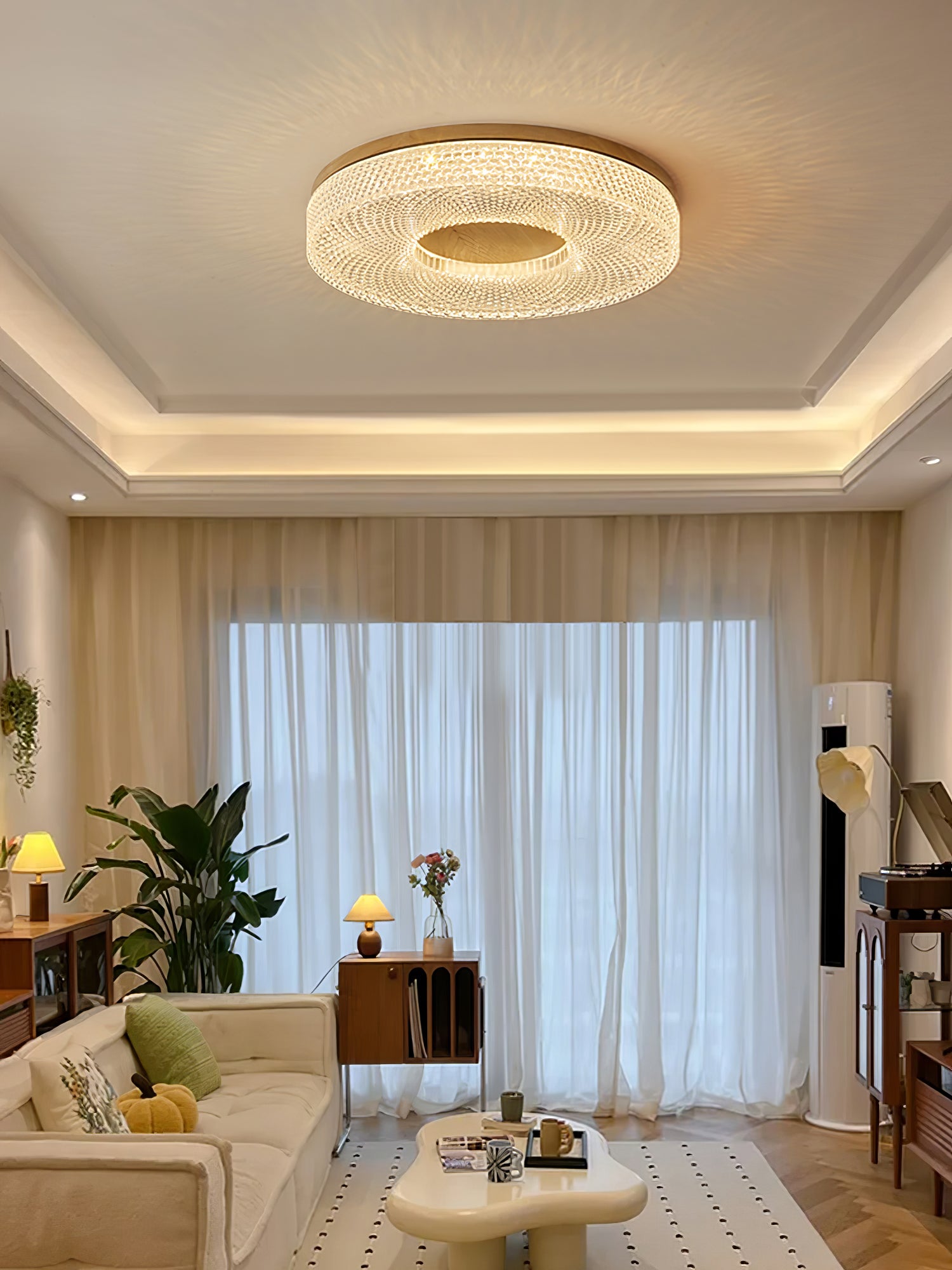 Modern Acrylic Halo Round Ceiling Light Fixture - Energy Efficient LED Flush Mount for Bedroom, Living Room & Kitchen Lighting - Dimmable Contemporary Home Decor