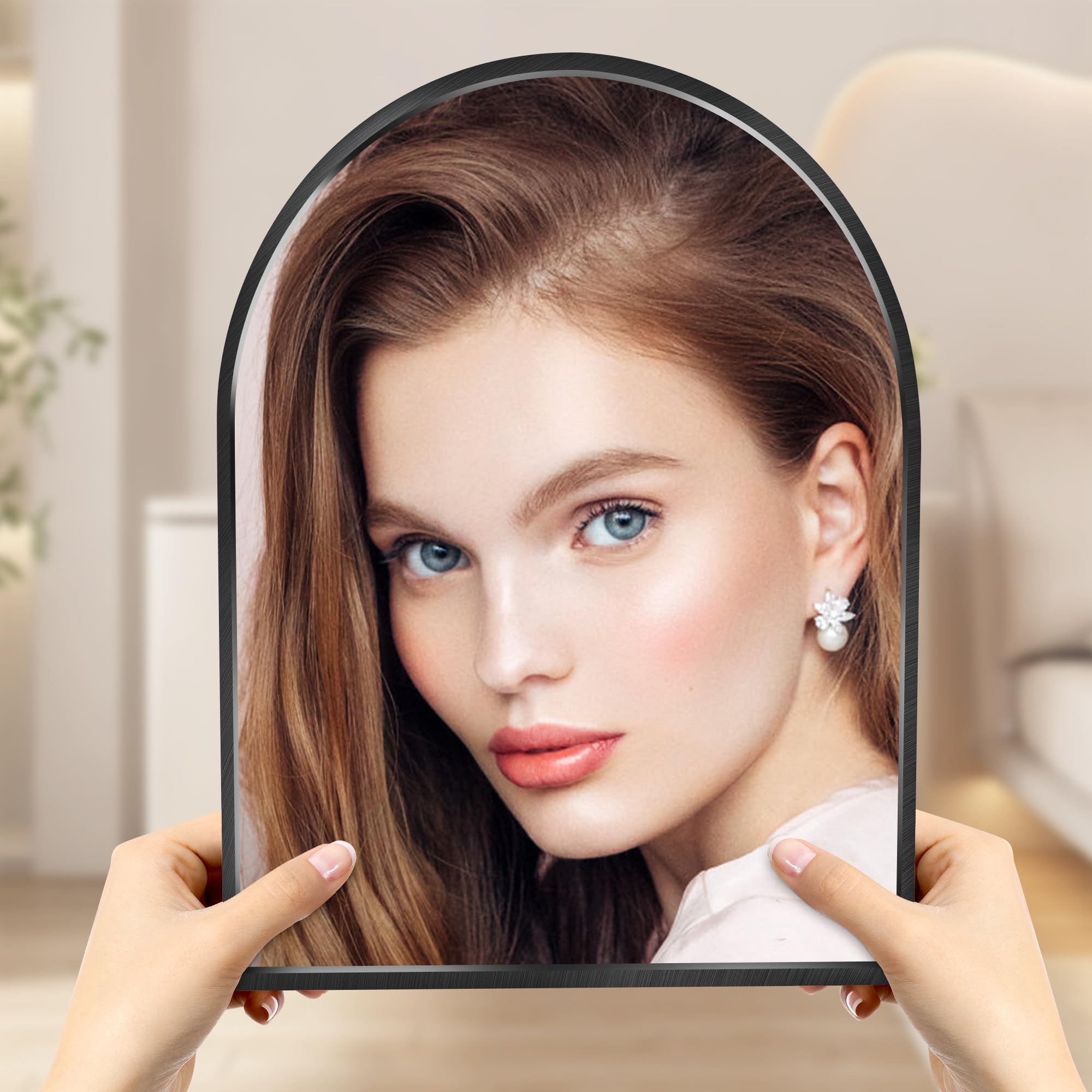 10x13 Inch Black Small Arched Mirror with Brushed Metal Frame - Bathroom Vanity Mirror, Wall Decor for Living Room, Bedroom & Entryway | Perfect for Makeup, Home Decor & Wall Mounting