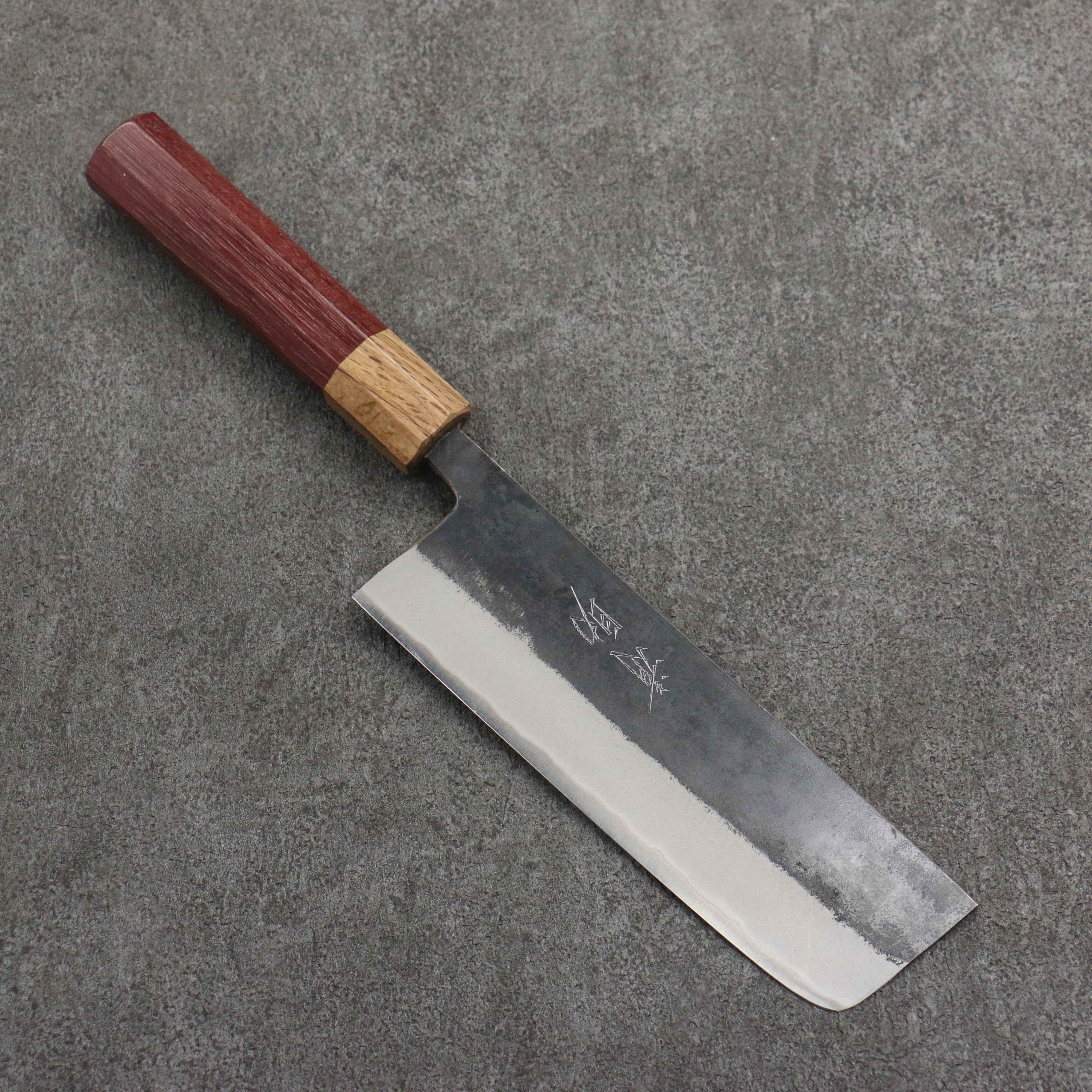 Premium Seisuke Blue Steel No.2 Black Nakiri Knife 165mm - Japanese Chef Knife with Purpleheart & Oak Handle - Perfect for Sushi, Vegetables & Precision Cutting