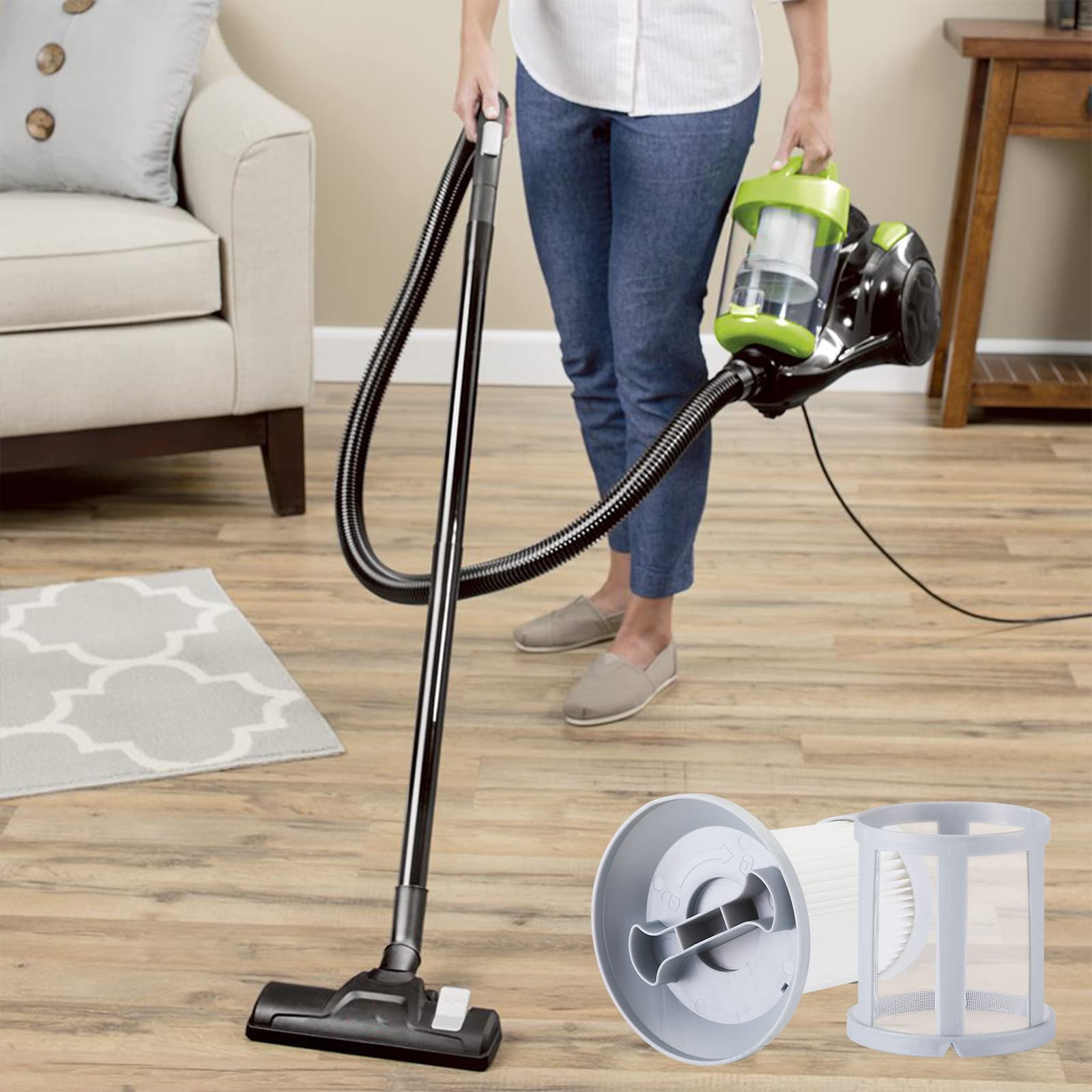 3 Pack Bissell Zing & Powerforce Bagless Canister Vacuum Filters - Compatible with Models 2156A, 1665, 16652, 1665W - Replacement Vacuum Filters with Cleaning Brush - Perfect for Pet Hair, Dust & Allergen Removal in Home Cleaning