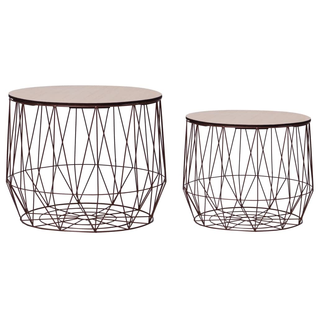 CHARMMA 2-Piece Copper Coffee Table Set - Modern Living Room Furniture for Home Decor & Small Space
