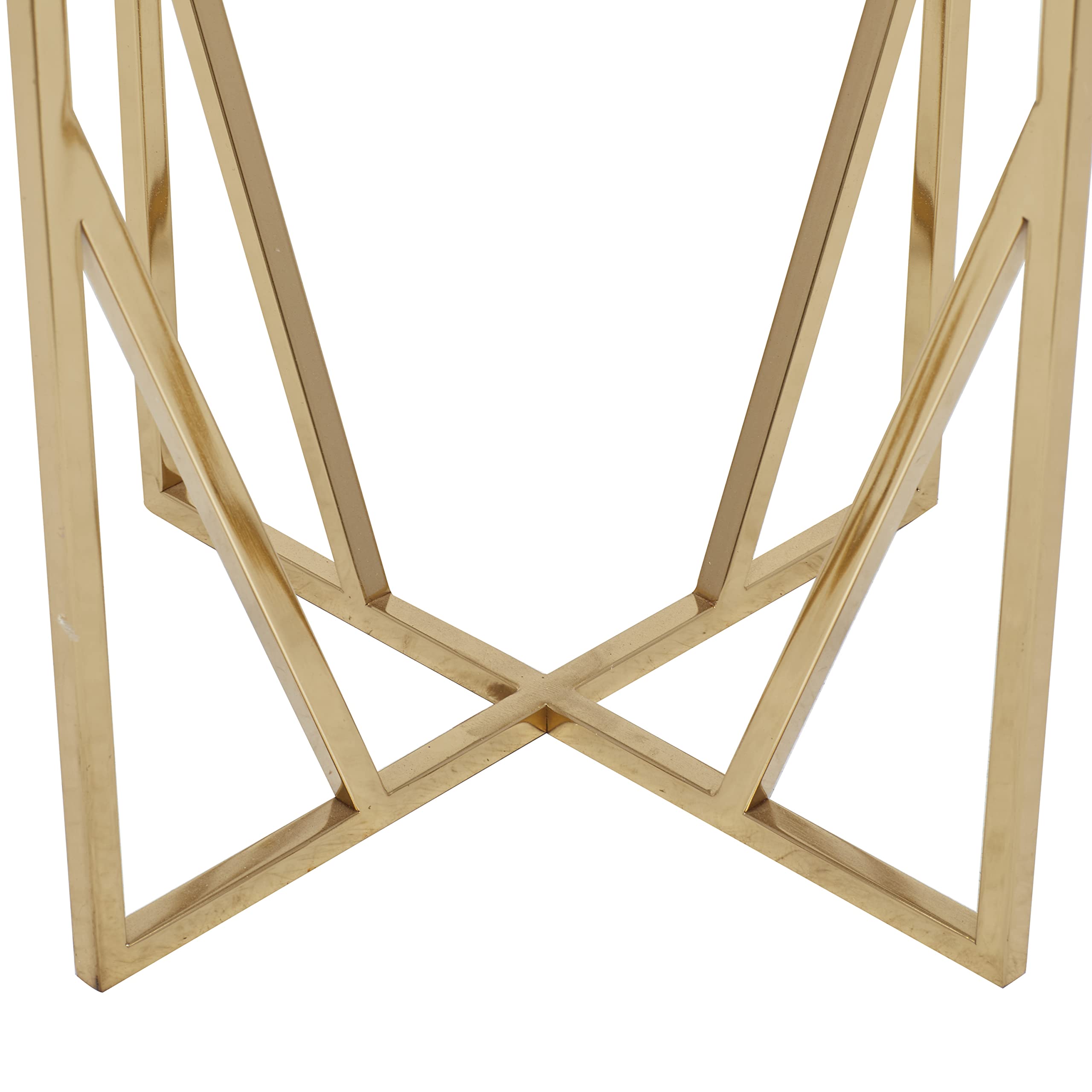Deco 79 Modern Gold Metal Side Table with Marble Top - 16