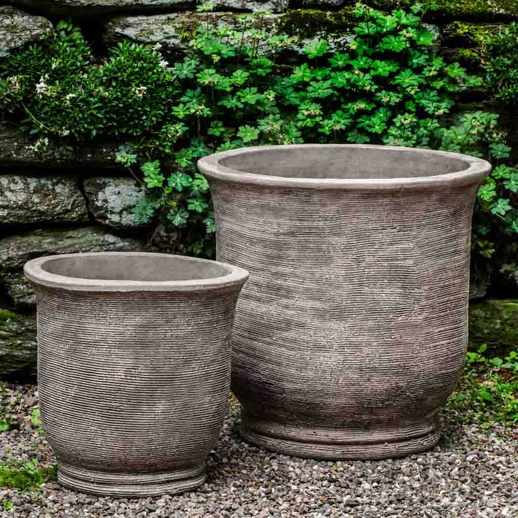 Campania International Sami Urn Set of 2 - Antico Terra Cotta Outdoor Garden Urns for Patio Decor & Memorial Planters