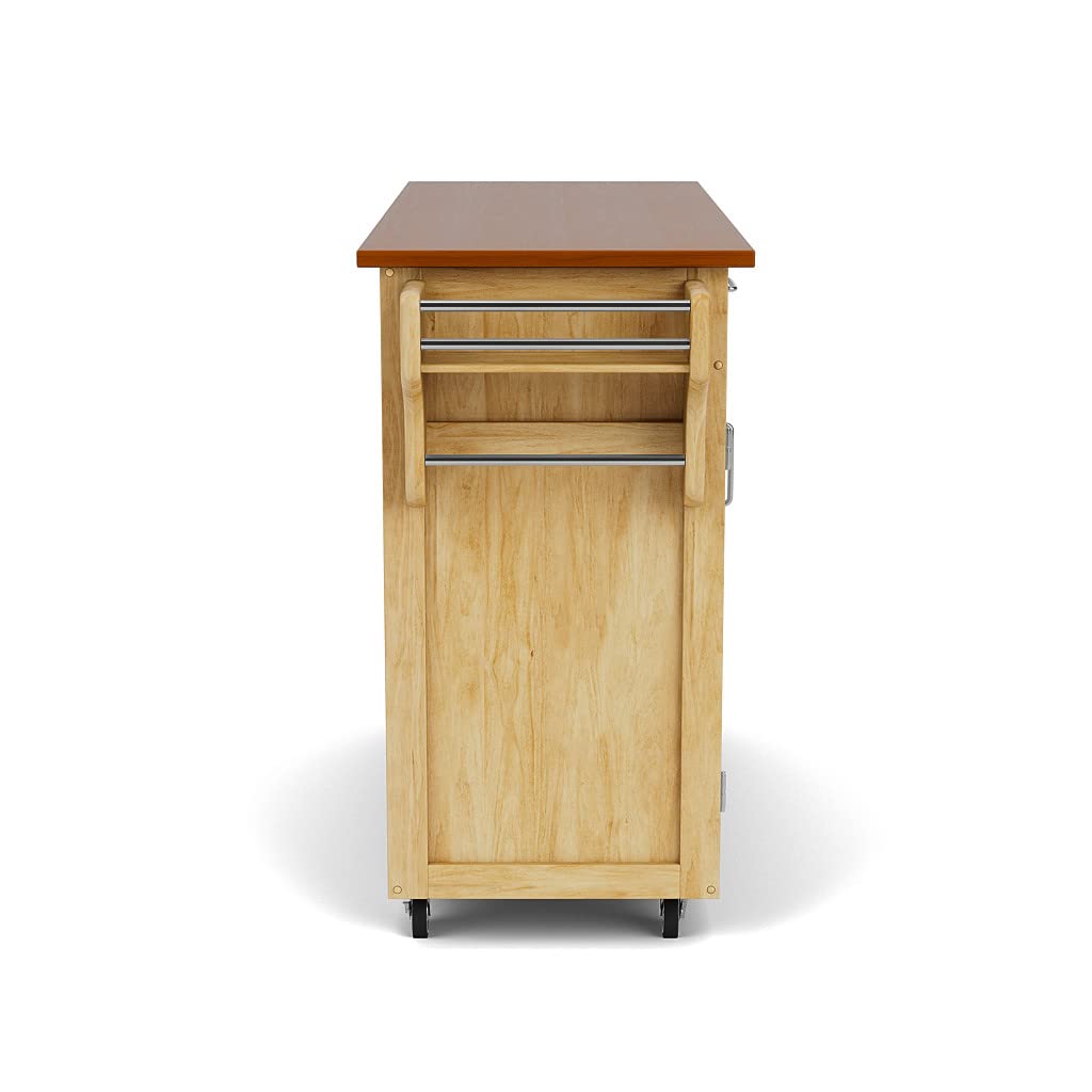 Homestyles Oak Kitchen Cart with Wheels - Natural Wood Rolling Island for Small Spaces - Perfect for Storage, Prep Work, and Serving in Apartments & Compact Kitchens