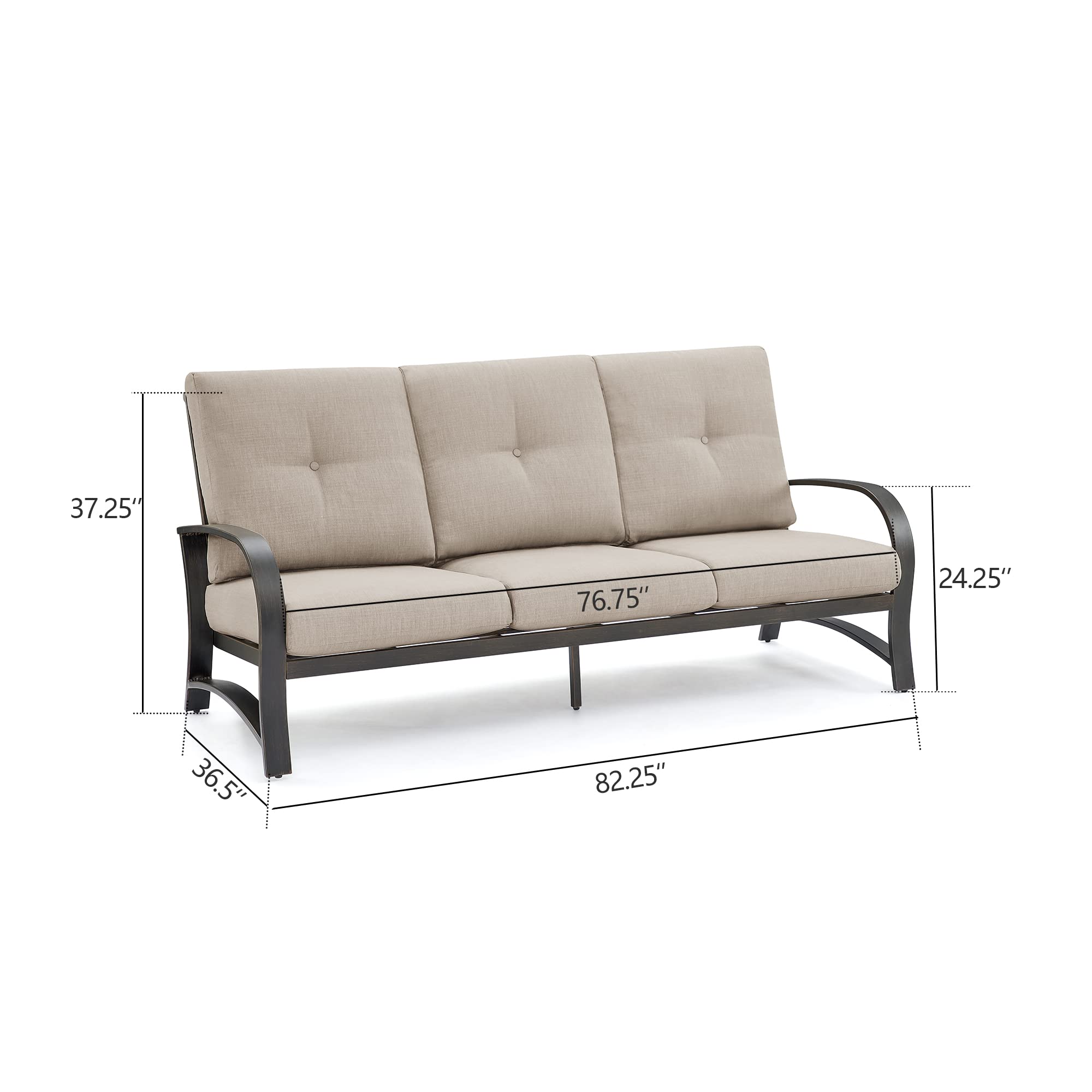 Ulax Furniture 3-Piece Outdoor Patio Set with 2 Club Chairs & 3-Seater Sofa - Weather-Resistant Sunbrella Cushions - Perfect for Garden, Backyard, Poolside & Terrace Relaxation