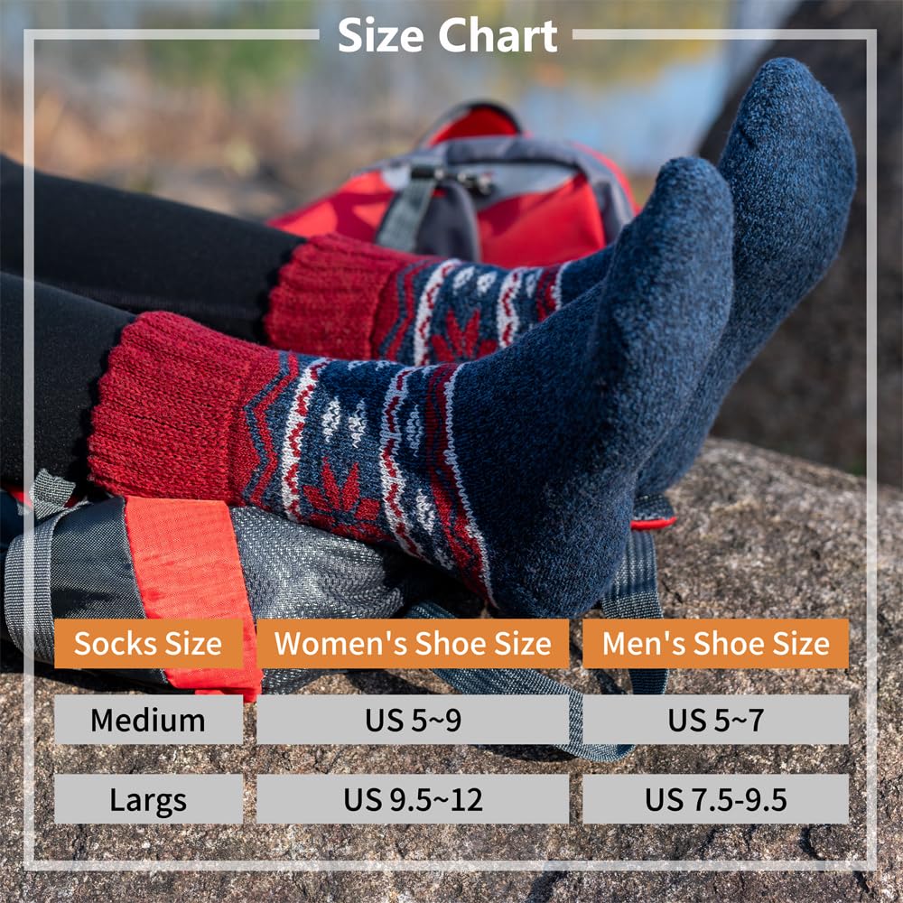 Women's Merino Wool Thermal Socks - 3 Pack for Winter Hiking & Outdoor