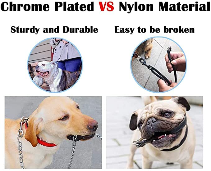 **Pups&Pets Heavy Duty 5ft Stainless Steel Dog Leash with Adjustable 12-16 Inch Nylon Collar – Non-Toxic, Durable Combo for Small & Medium Dogs (Black) – Perfect for Walking, Training & Outdoor Adventures**