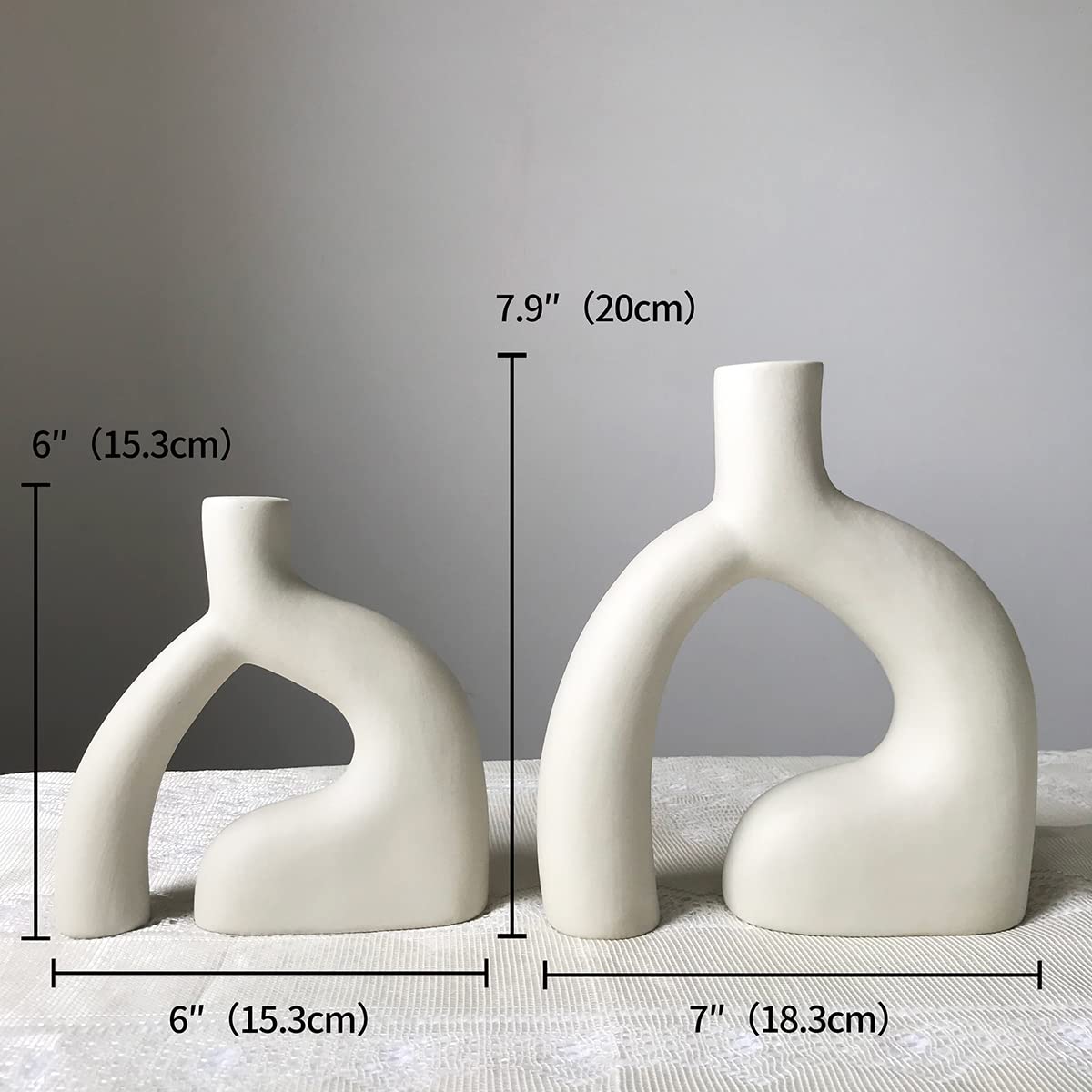 Modern Minimalist Ceramic Vases Set of 2 - Abstract Body Language Design Geometric Home Decor for Living Room, Office Desk | Housewarming Gift (Large + Small) - Perfect for Centerpieces, Wedding Decor & Shelf Styling