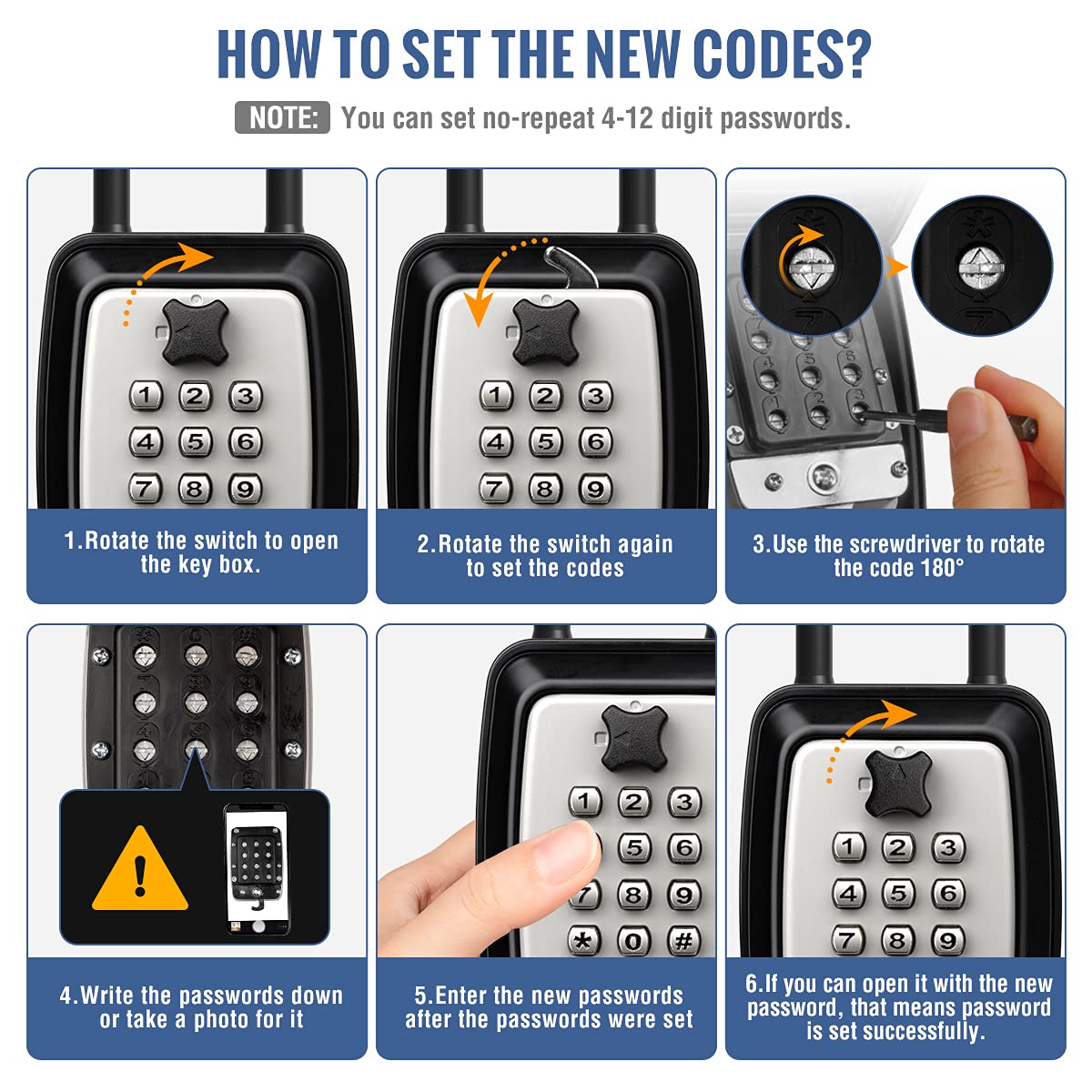 HUANLANG 12-Digit Combination Key Lock Box - Waterproof Outdoor Key Safe with Resettable Code for Home, Garage, Office | Secure Key Storage Solution for Vacation Rentals, Airbnb Hosts & Property Managers