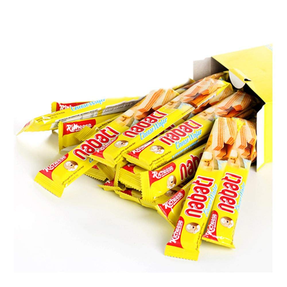 Richeese Nabati Cheese Wafer Snacks - 20 Piece Box (7g Each) | Delicious Indonesian Cheese Crackers | Perfect for Parties, School Lunches & Office Snacks