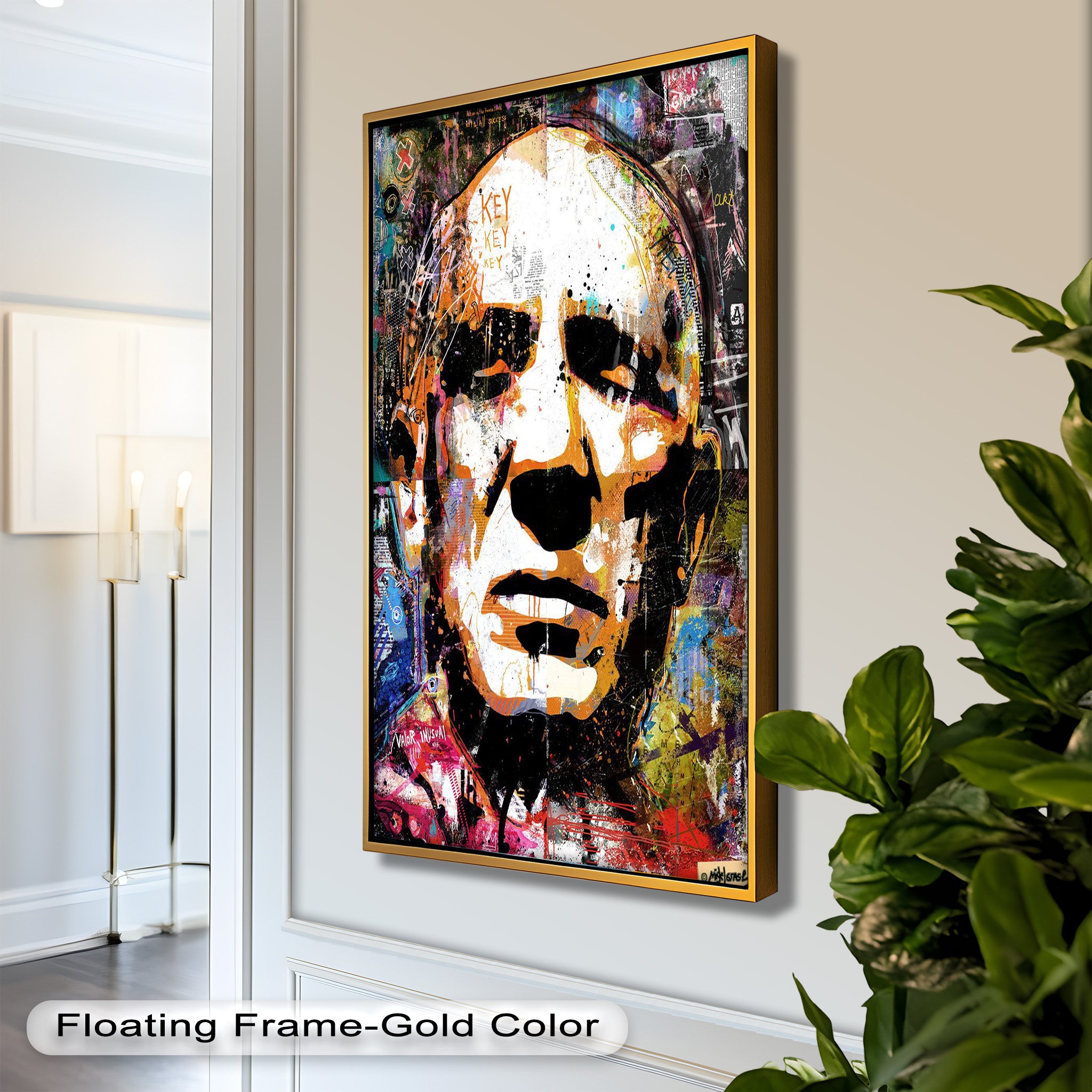 Abstract Urban Face Portrait Wall Art - Modern Pop Art Oil Painting for Living Room, Bedroom & Office Decor