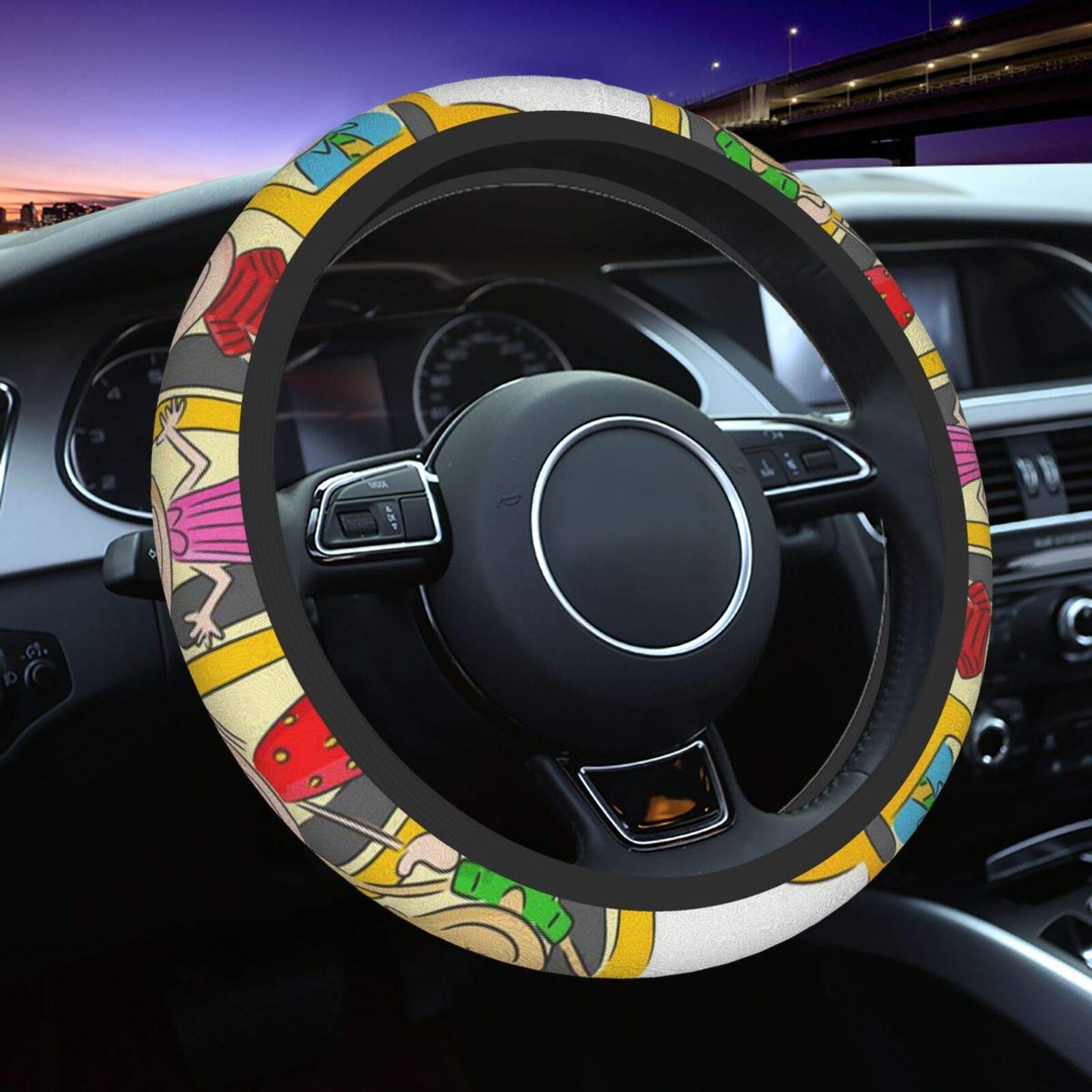 Universal 15 Inch Anti-Slip Steering Wheel Cover - Breathable & Sweat-Absorbing Car Accessory for SUVs, Vans, Sedans, Trucks | Perfect for School Bus Drivers, Commuters & Road Trips