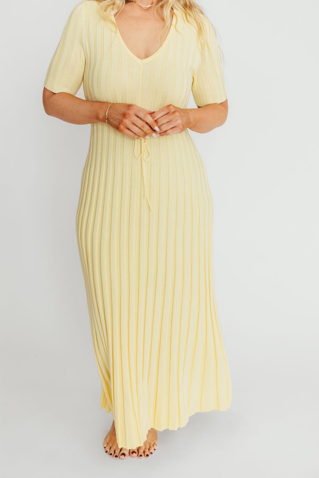 Oakley Ribbed Maxi Dress - Light Yellow Maternity Dress for Pregnancy | Bump Friendly, Comfortable & Stylish for Casual Outings, Baby Showers & Summer Events