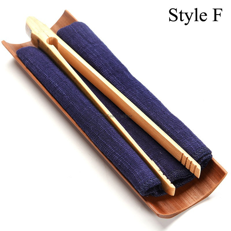 Premium Bamboo Tea Tray Set with Towel and Clip - Perfect for Chinese Gongfu Tea Ceremony, Home Tea Brewing, and Relaxing Afternoon Tea Time