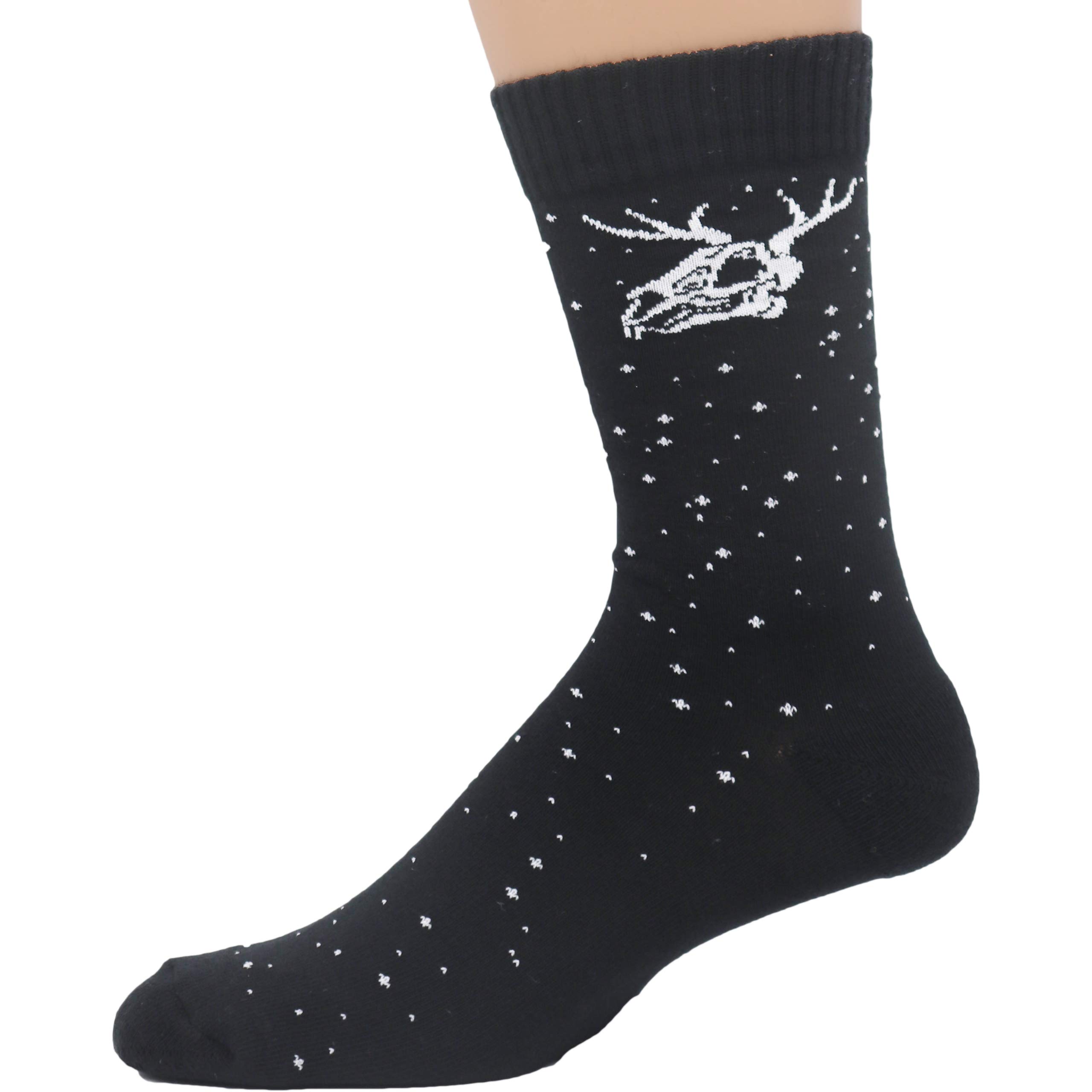 Premium Black and White Dead Rudolph Skater Crew Socks - Trendy Skateboarding & Streetwear Fashion Socks for Men & Women