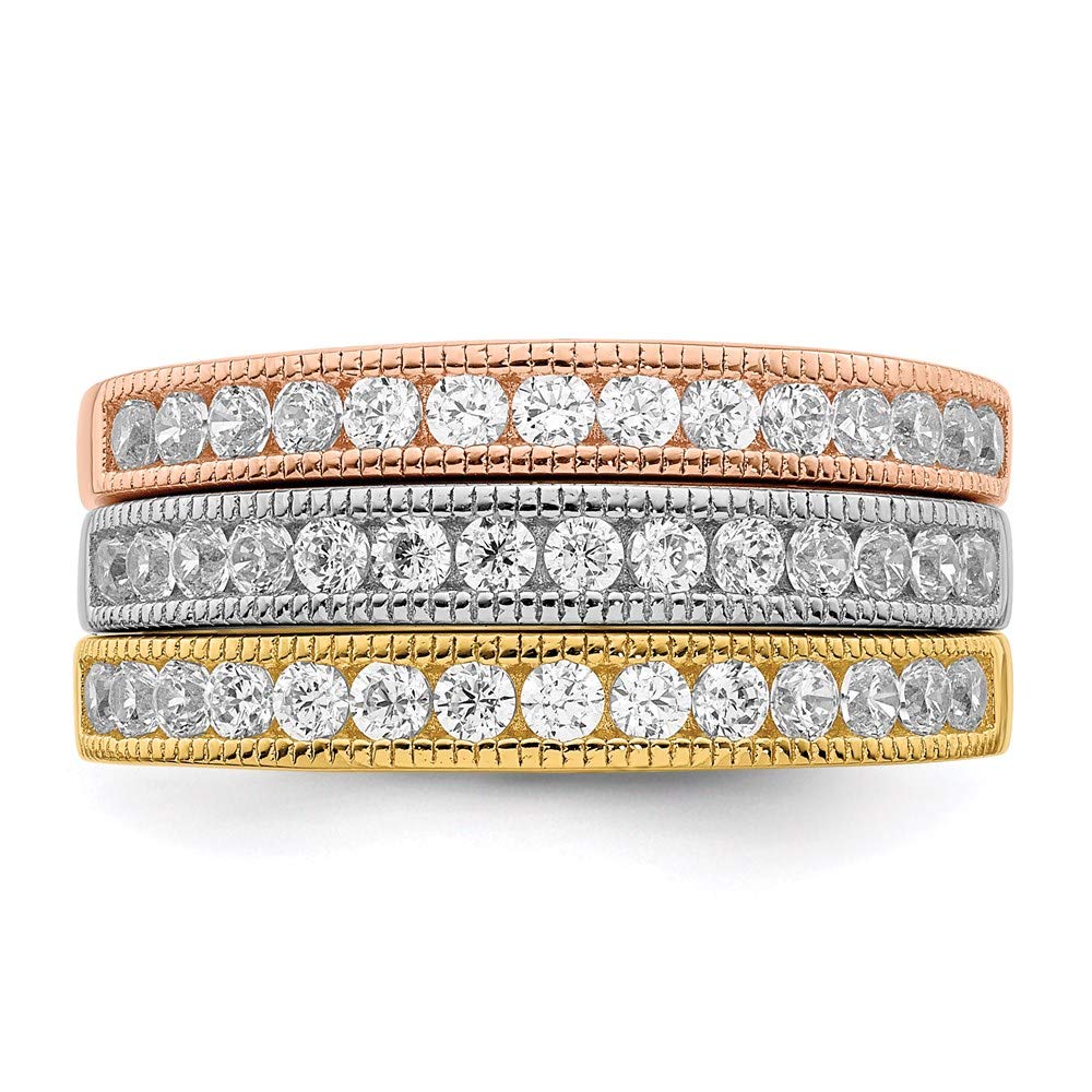925 Sterling Silver Vermeil Trio Cubic Zirconia Ring for Women - Elegant Fine Jewelry Gift for Her - Perfect for Anniversaries, Birthdays & Special Occasions